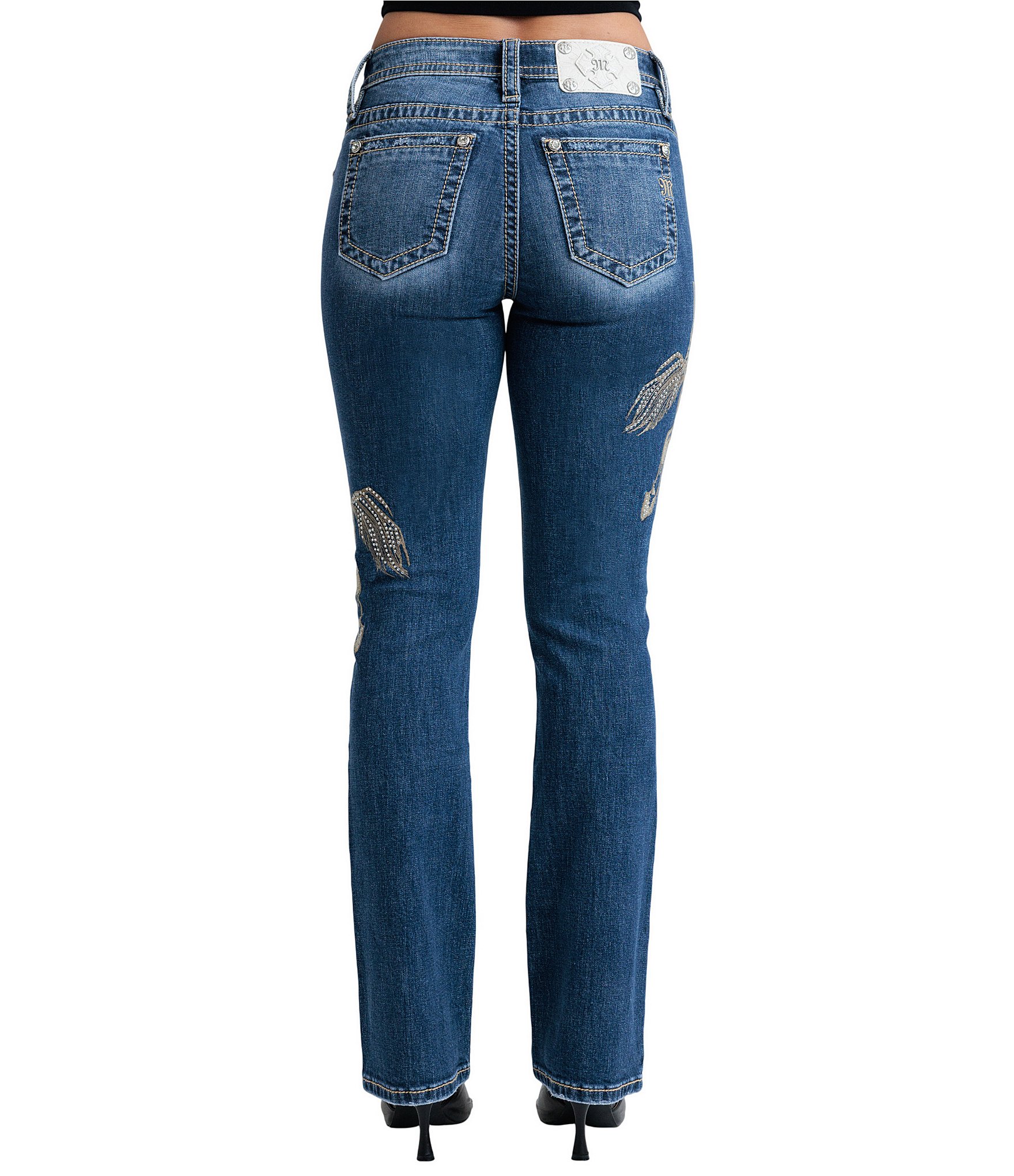 Miss Me Horse Embroidered Mid Rise Bootcut Jeans