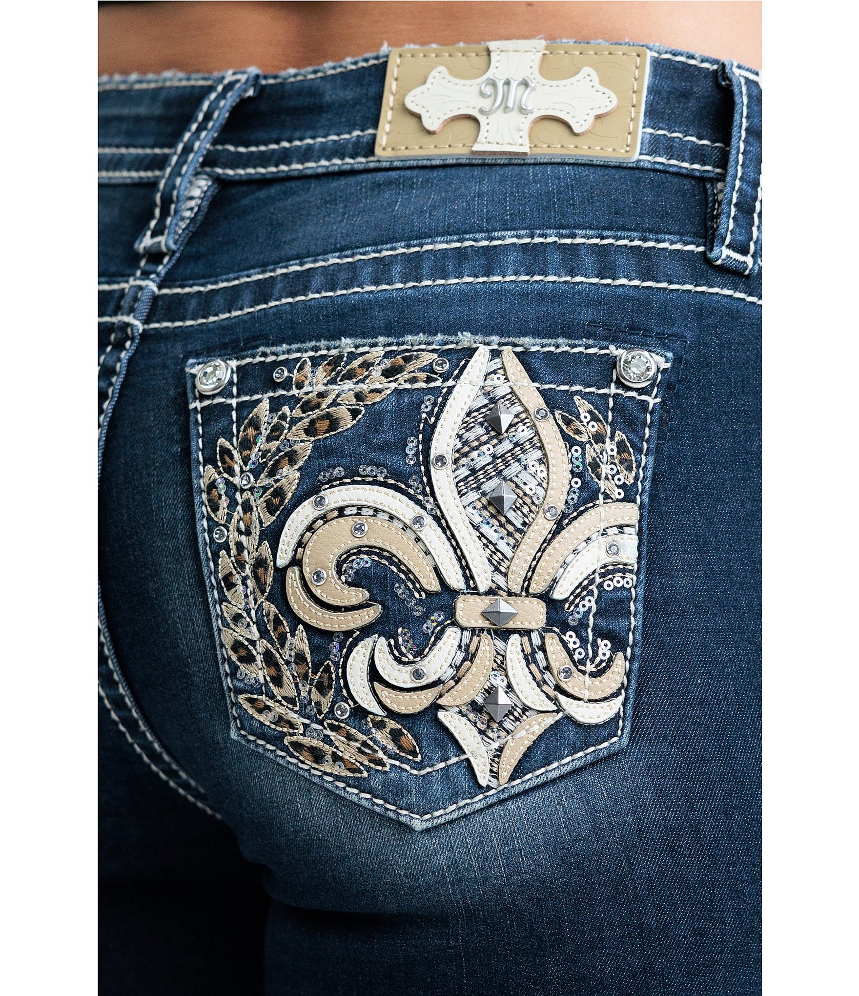 Miss Me Leopard Fleur-De-Lis Bootcut Jeans