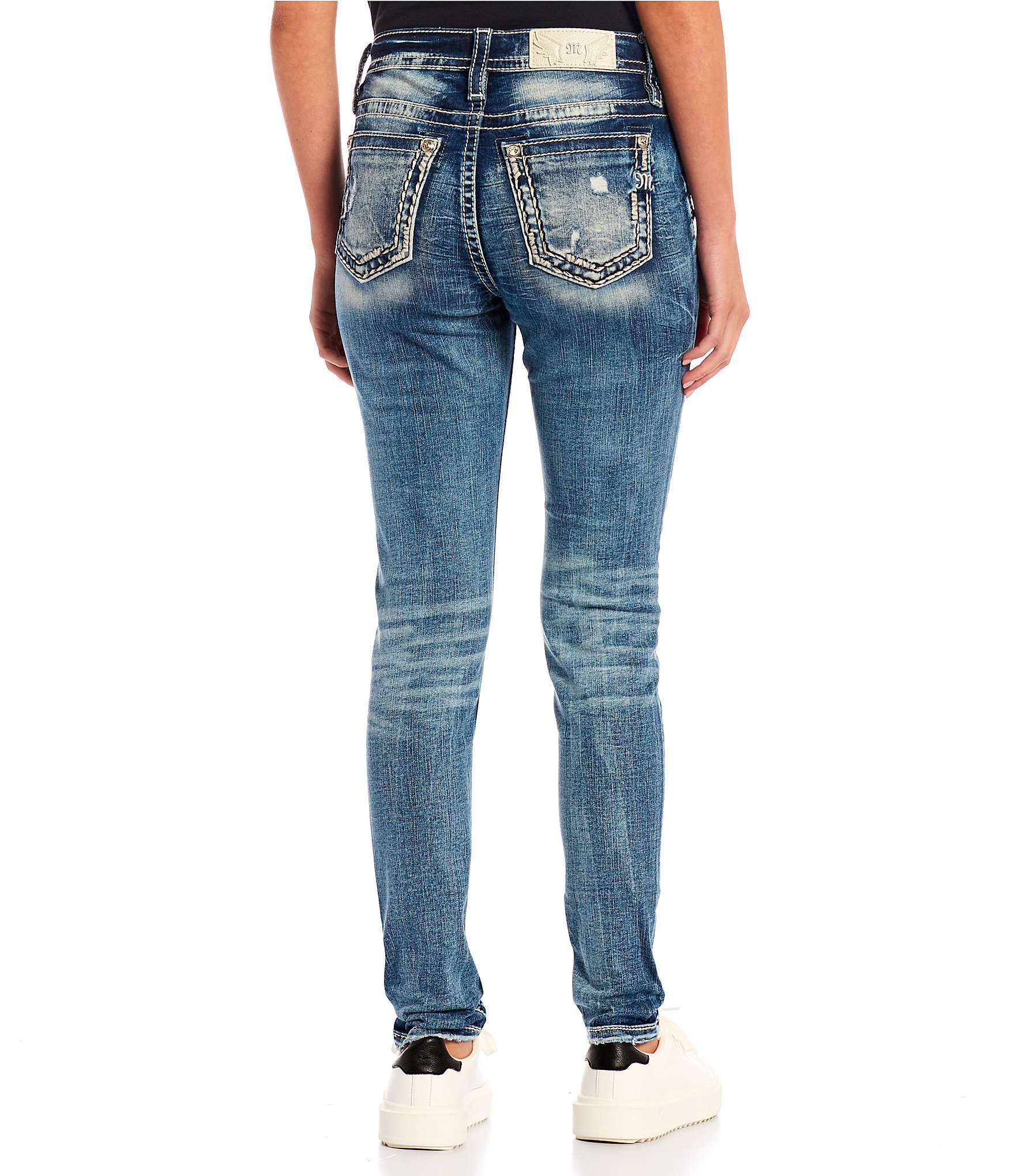 Miss Me Mid Rise Destructed Skinny Jeans | Dillard's