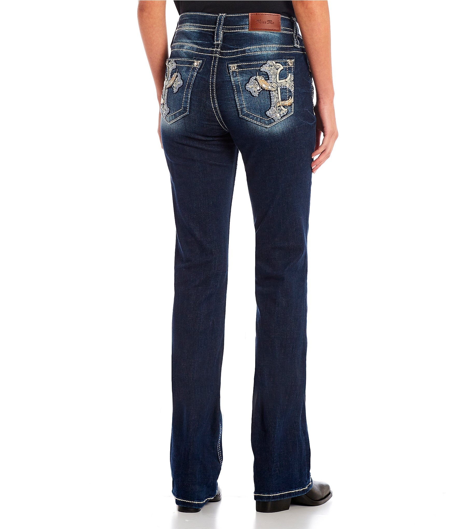 Miss Me Mid Rise Embroidered Pocket Bootcut | Dillard's