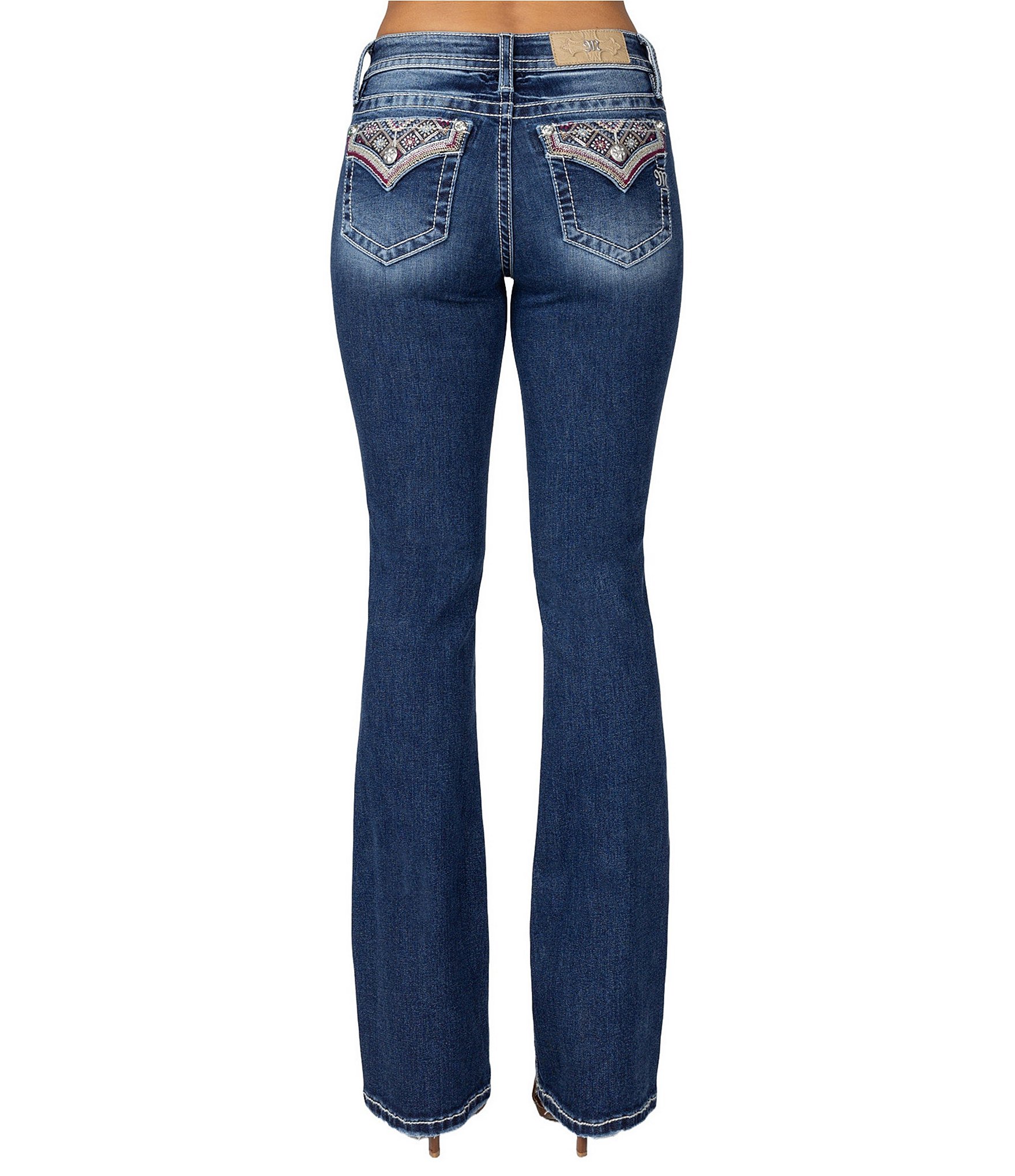 Miss Me Mid Rise Embroidered Tribal Flap Pocket Bootcut Jeans | Dillard's