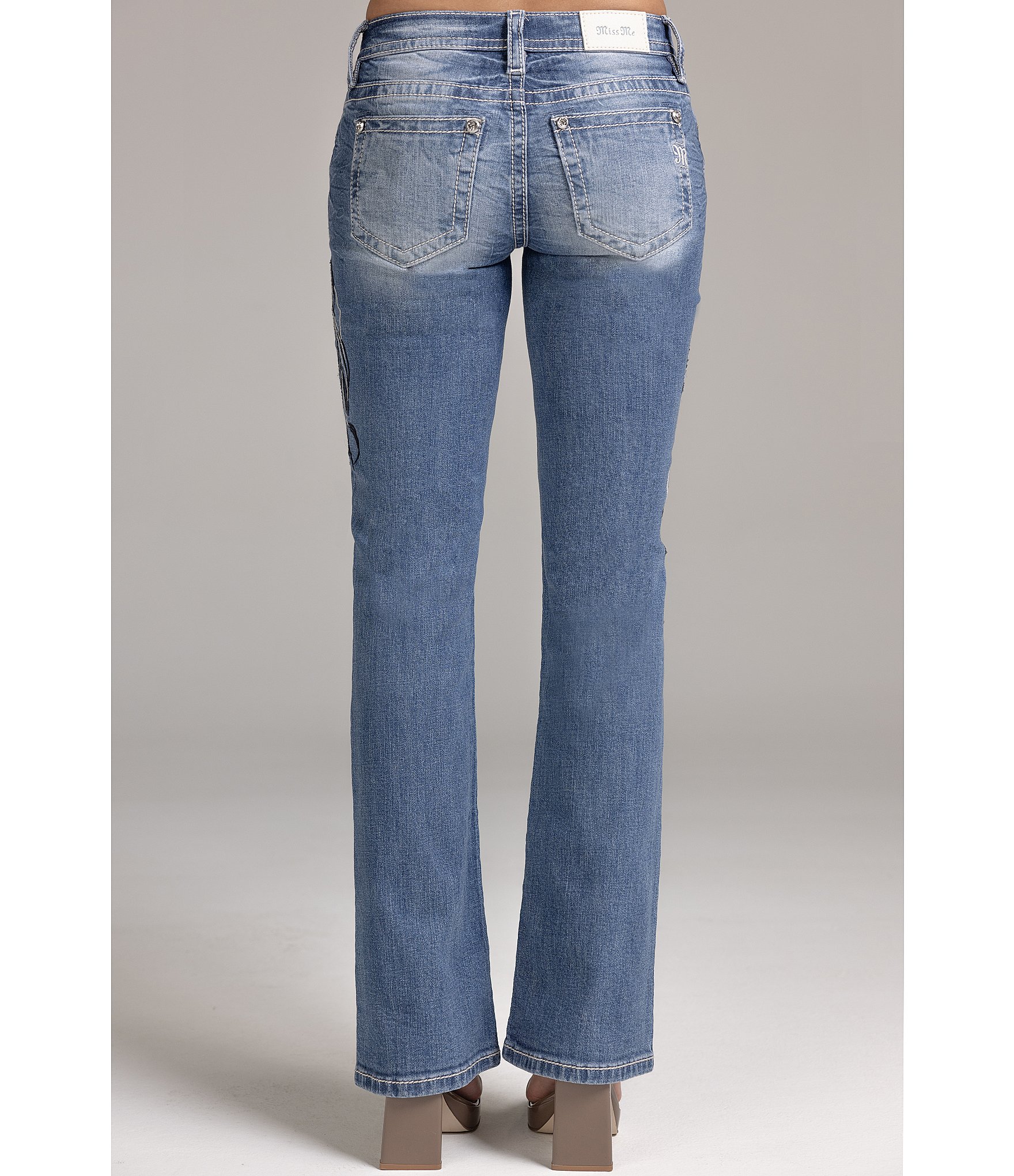 Miss Me Mid Rise Wraparound Horse Motif Bootcut Jeans