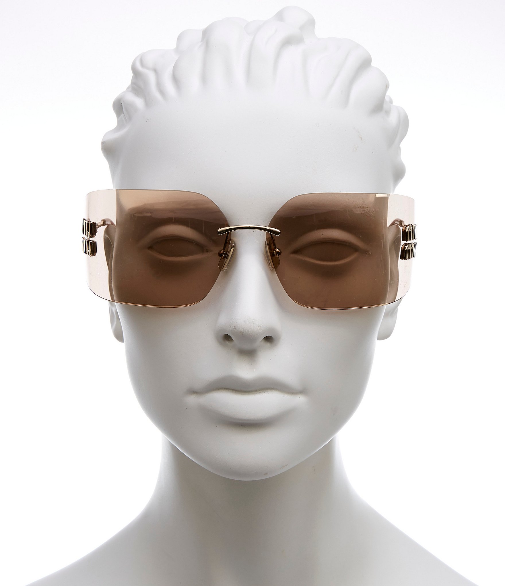 Miu Miu Women's MU 54YS80-Z 80mm Wrap Mirrored Sunglasses