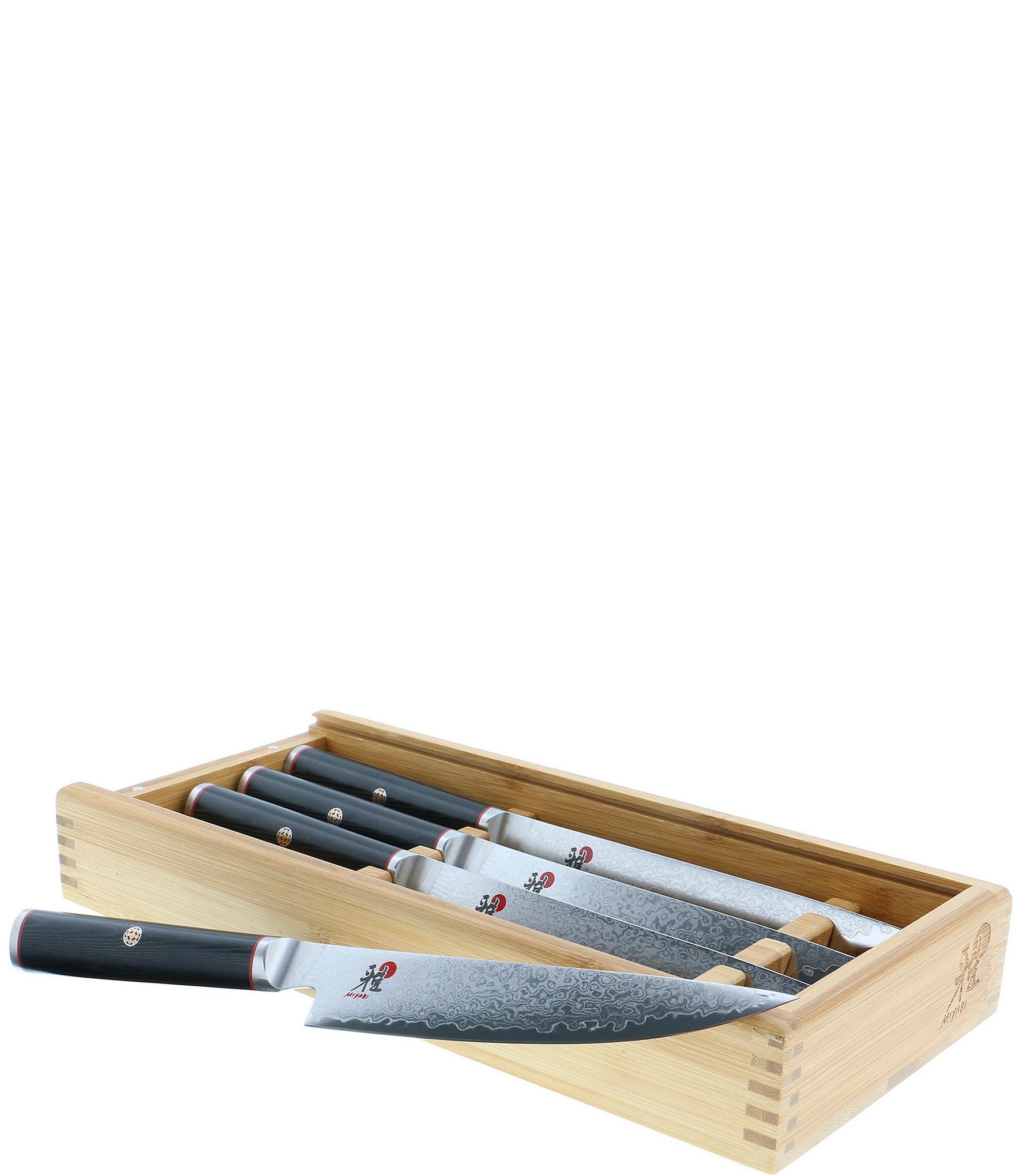 Viking Pakka Wood 6-Piece Steak Knife Set with Commemorative Box (Black)