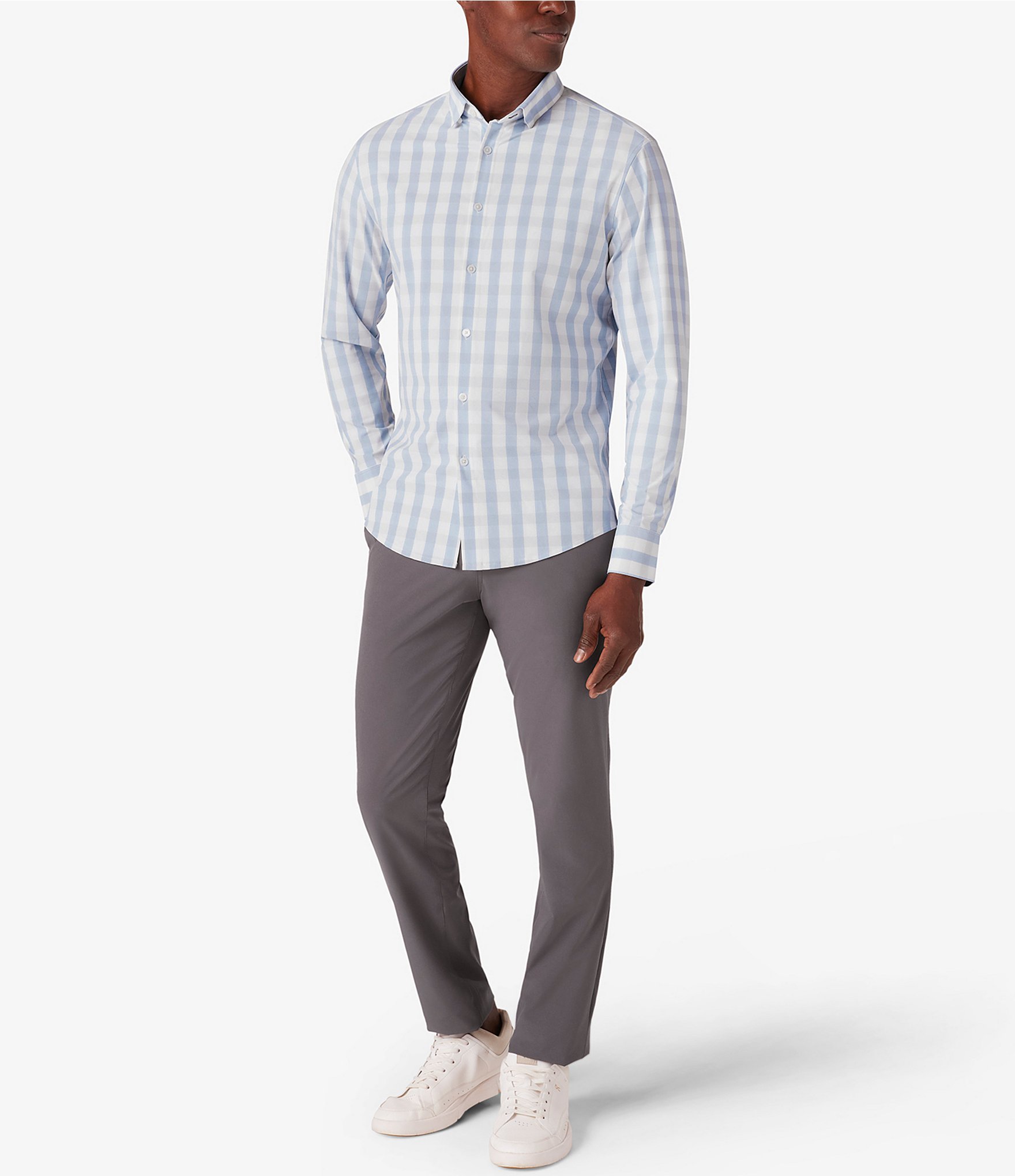 Mizzen+Main Leeward No-Tuck Performance Stretch Pelham Plaid Long Sleeve Woven Shirt