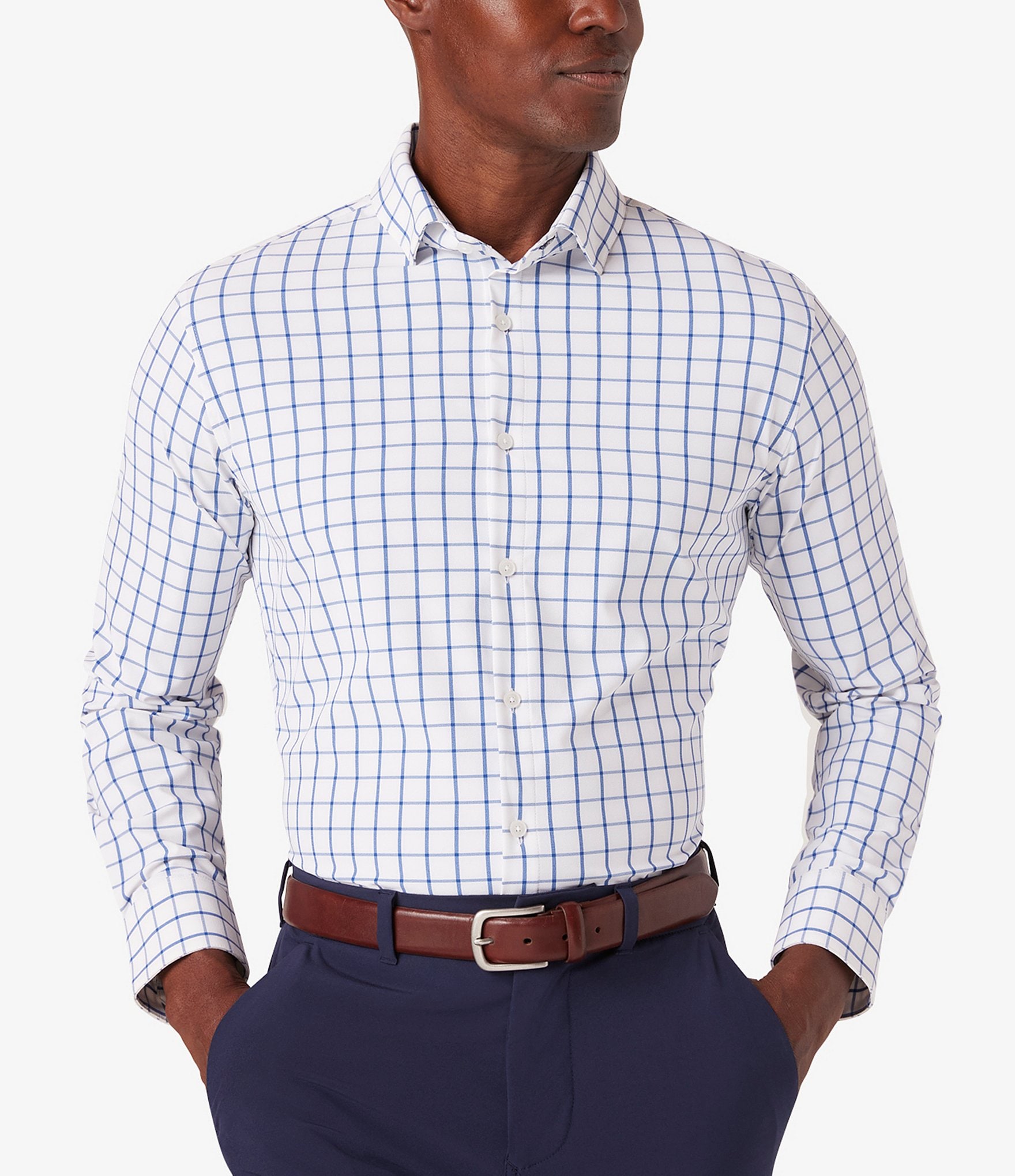 Mizzen+Main Leeward Performance Stretch Windowpane Long Sleeve Woven Shirt