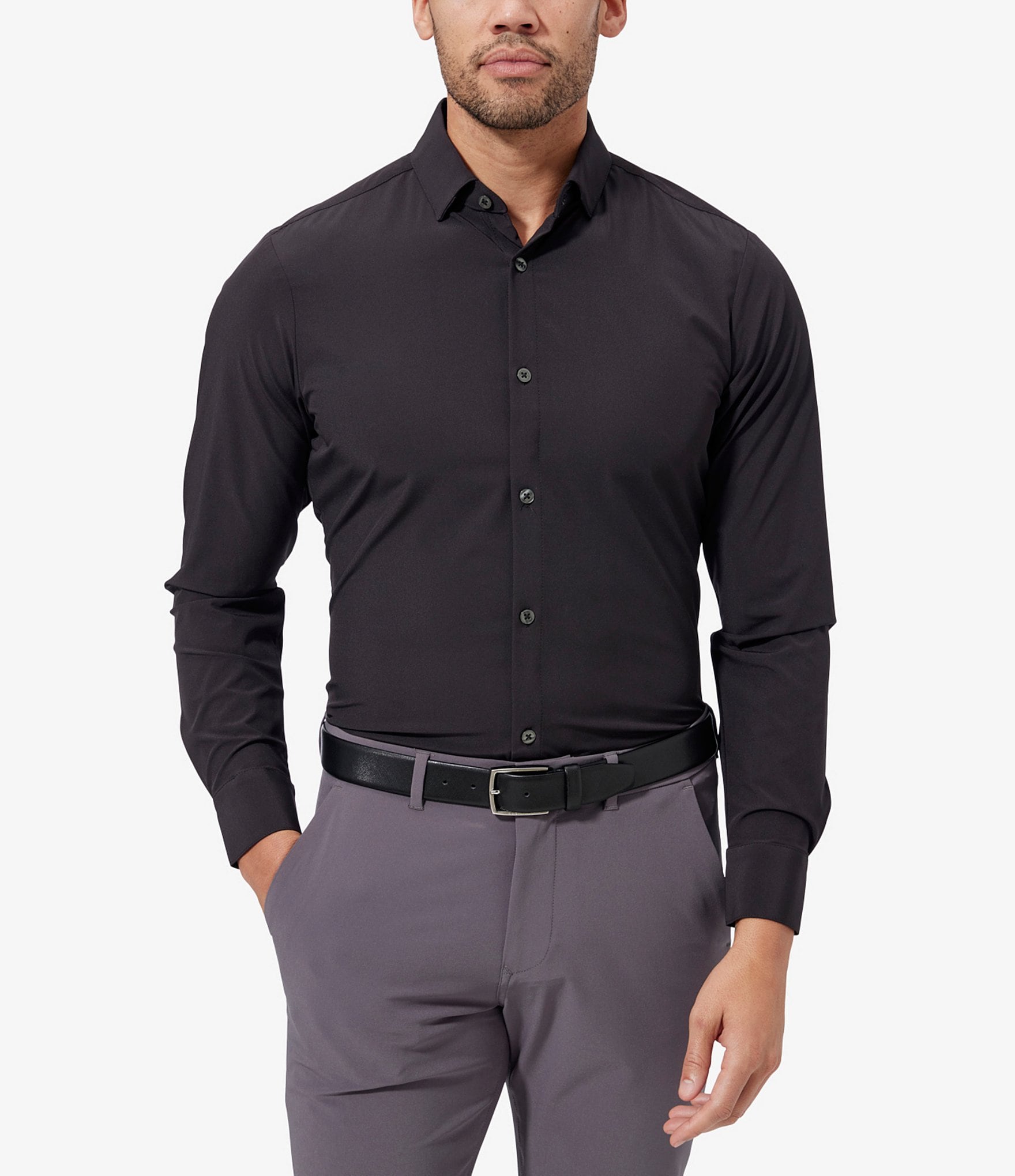 Mizzen+Main Leeward Solid Performance Stretch Long-Sleeve Woven Shirt