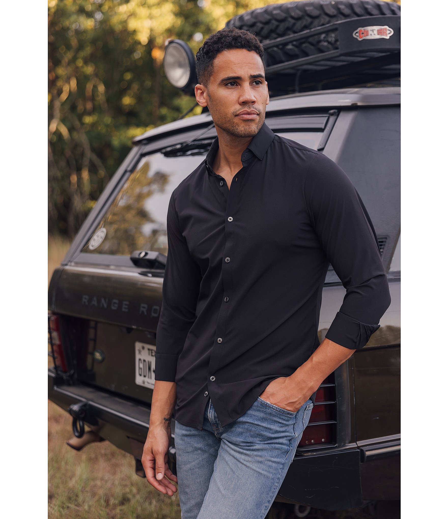 Mizzen+Main Leeward Solid Performance Stretch Long-Sleeve Woven Shirt