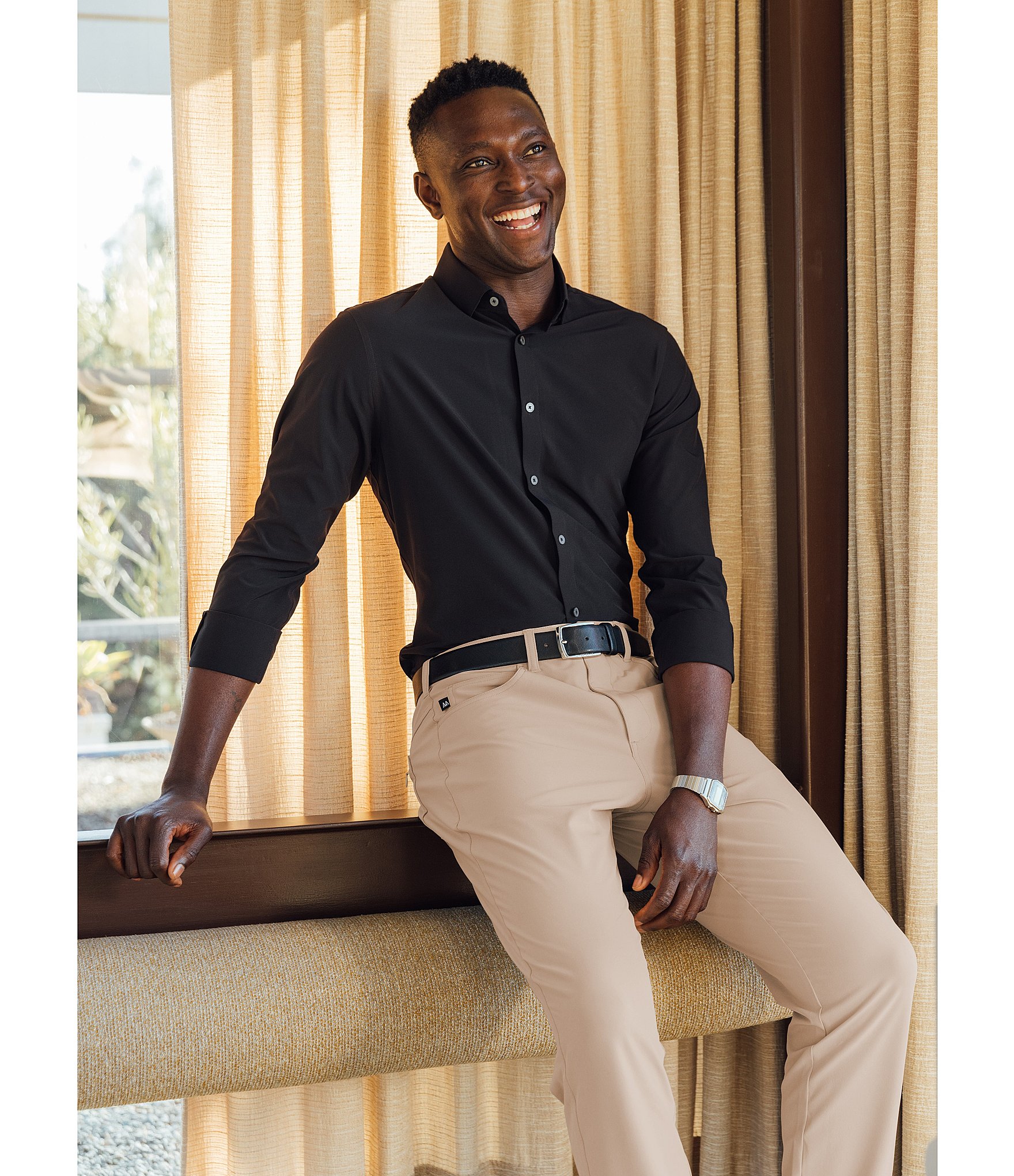 Mizzen+Main Leeward Solid Performance Stretch Long-Sleeve Woven Shirt