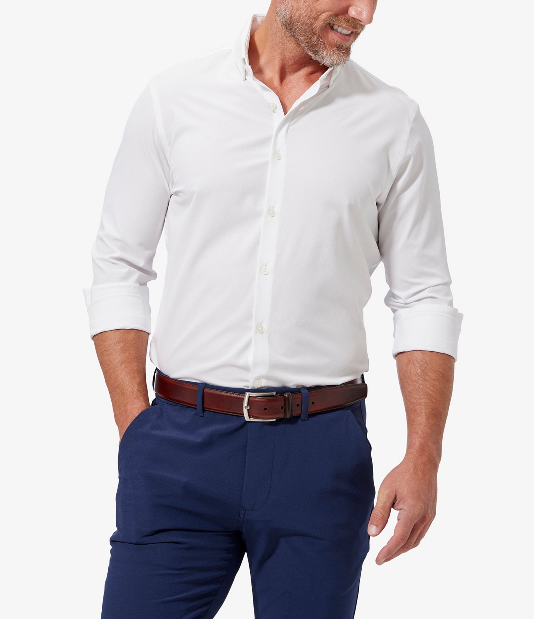 Mizzen+Main Leeward Solid Performance Stretch Long-Sleeve Woven Shirt