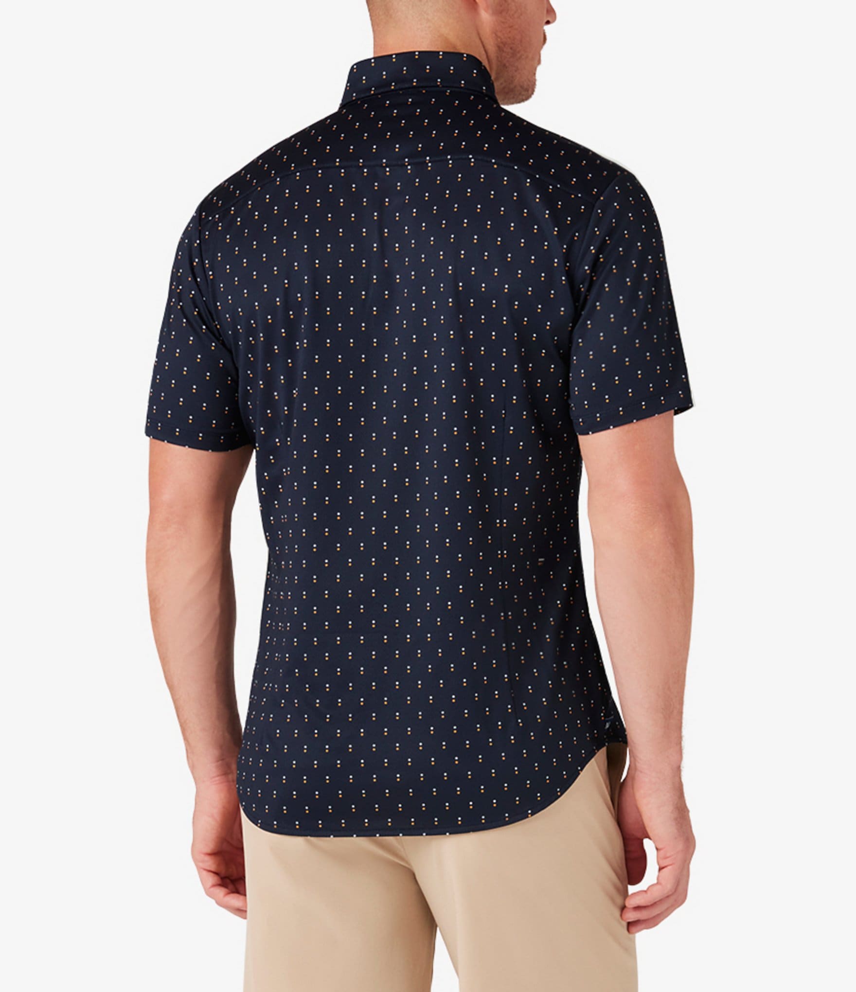 Mizzen+Main Performance Stretch Halyard Double Dot Print Short Sleeve Woven Shirt