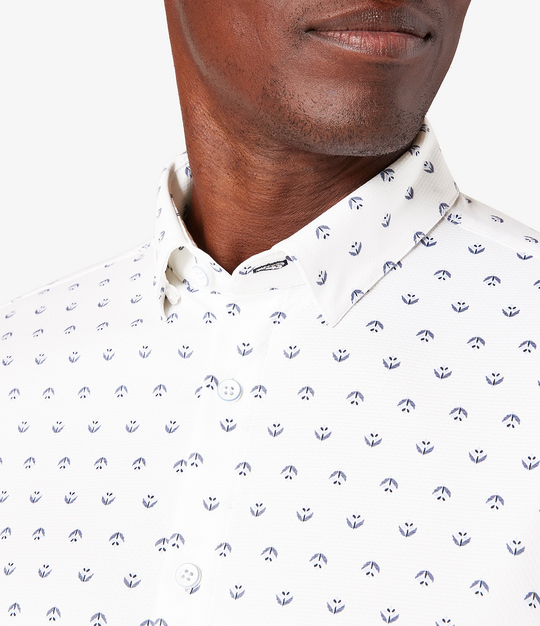 Mizzen+Main Performance Stretch Halyard Floral Geo Print Short Sleeve Woven Shirt