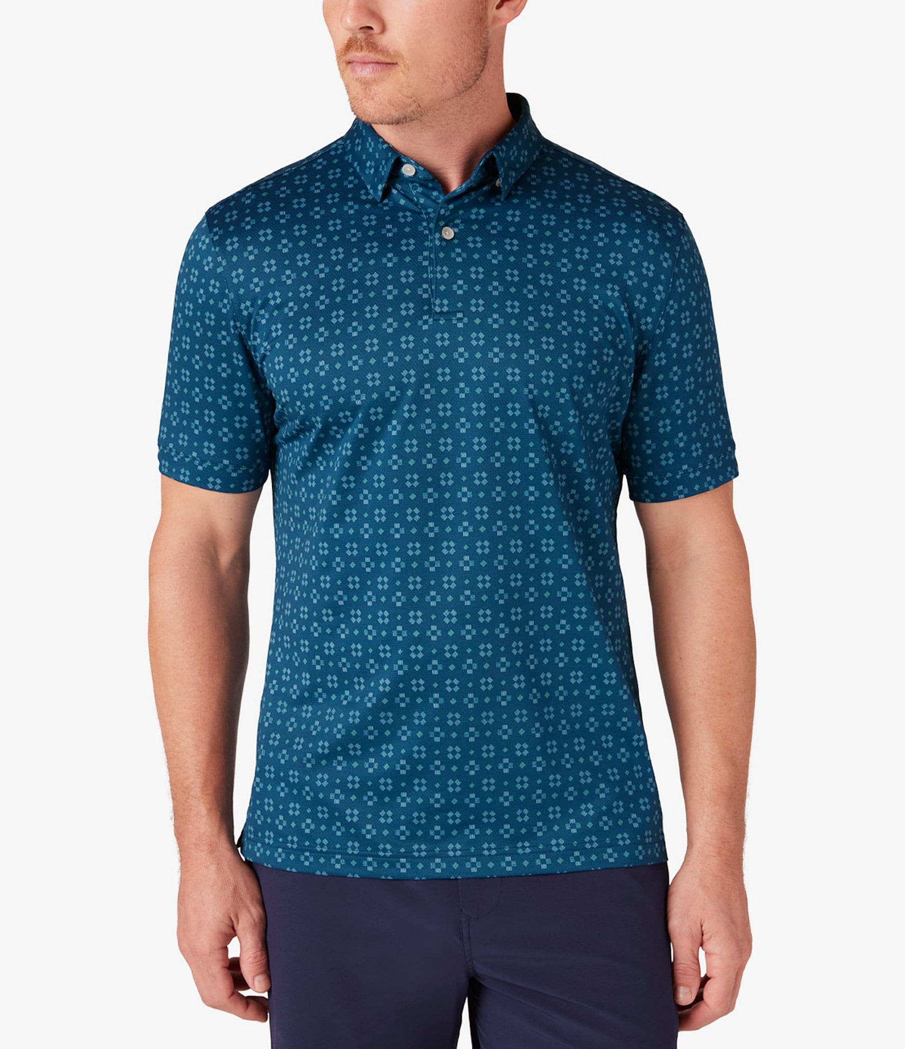 Mizzen+Main Performance Stretch Halyard Geo Print Short Sleeve Polo Shirt