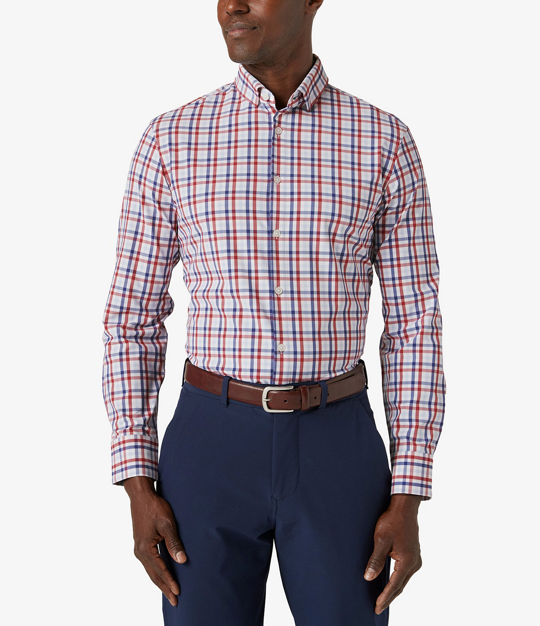 Mizzen+Main Performance Stretch Leeward Coastal Plaid Long Sleeve Woven Shirt