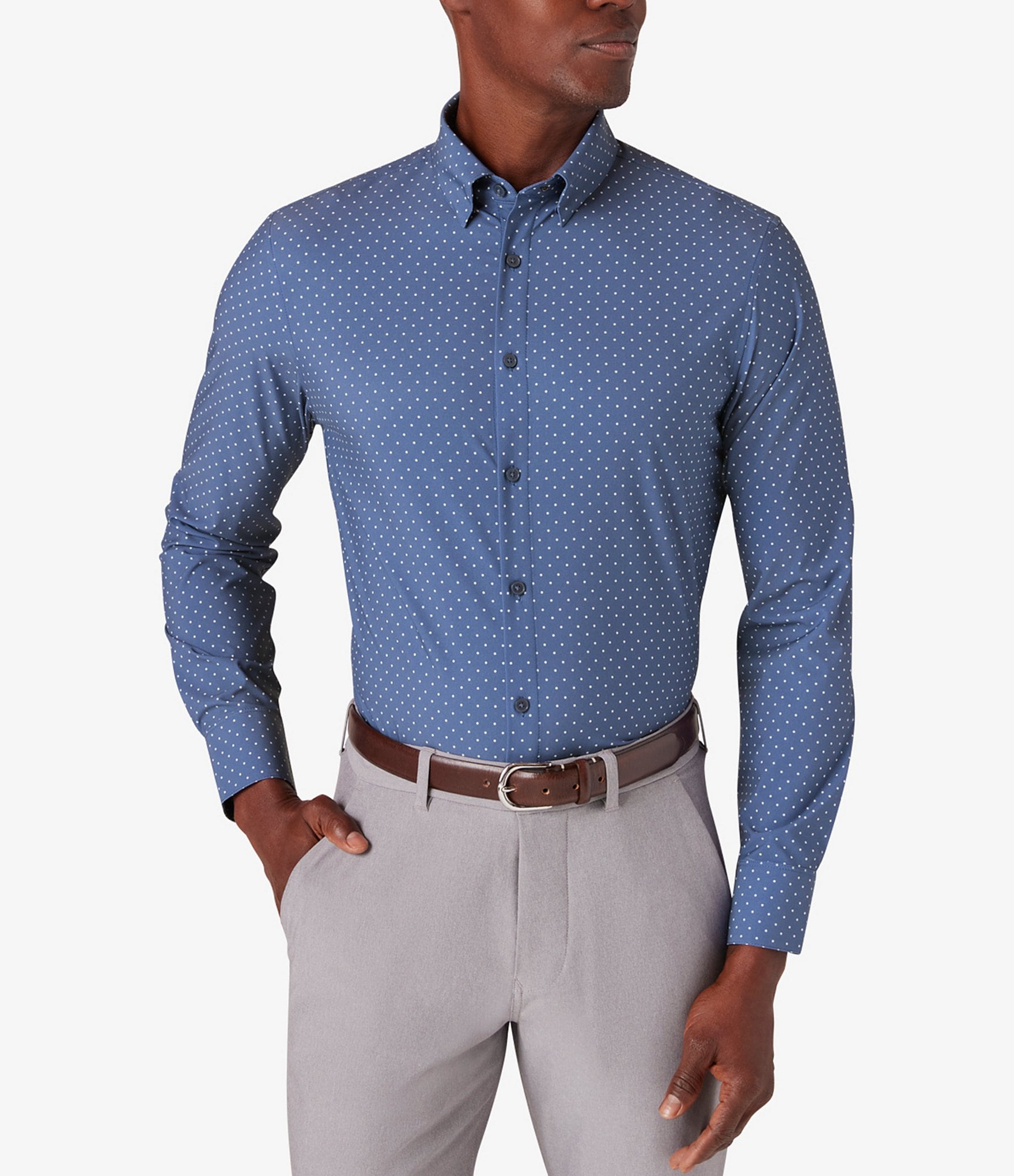 Mizzen+Main Performance Stretch Leeward Dotted Print Long Sleeve Woven Shirt