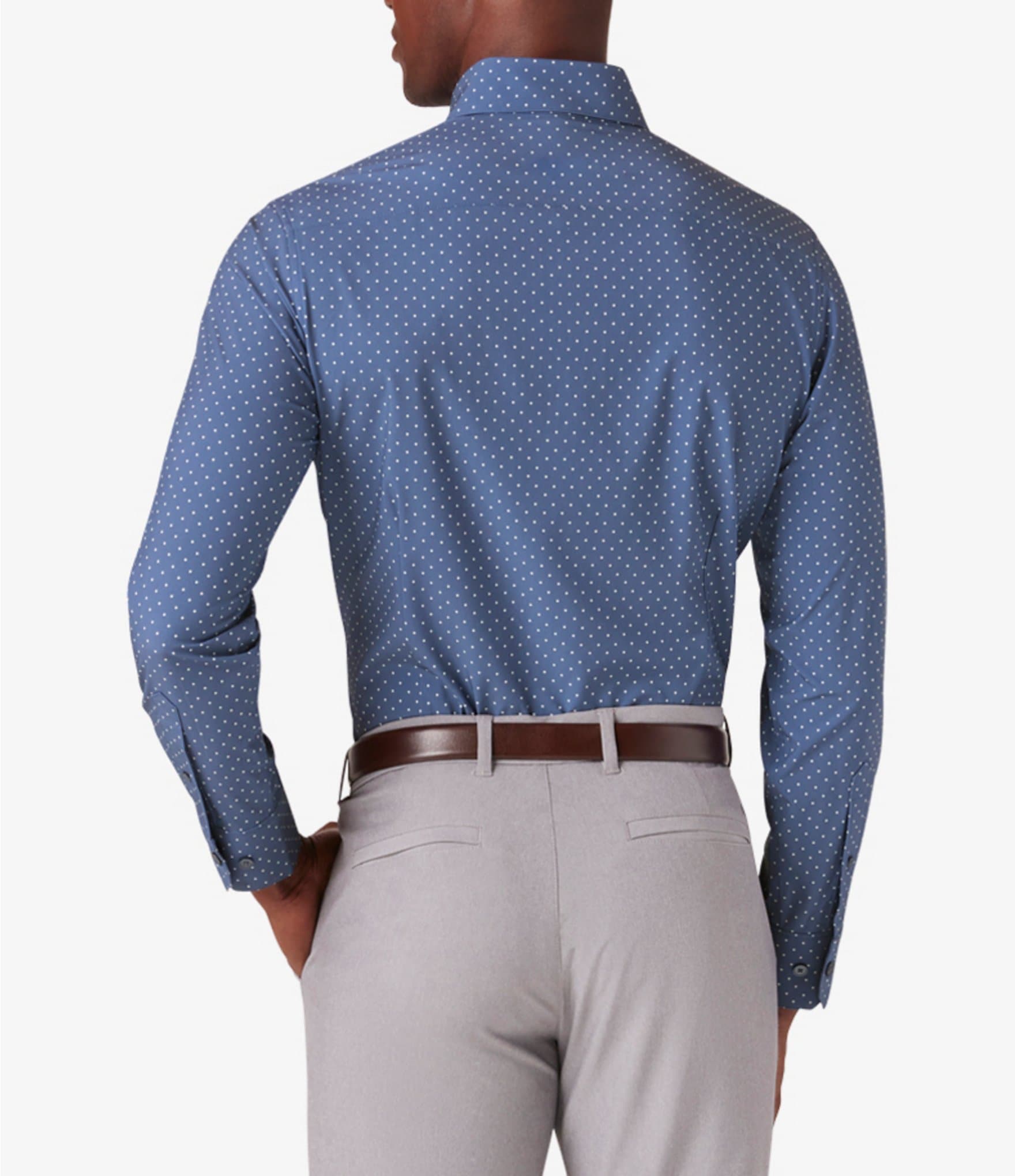 Mizzen+Main Performance Stretch Leeward Dotted Print Long Sleeve Woven Shirt