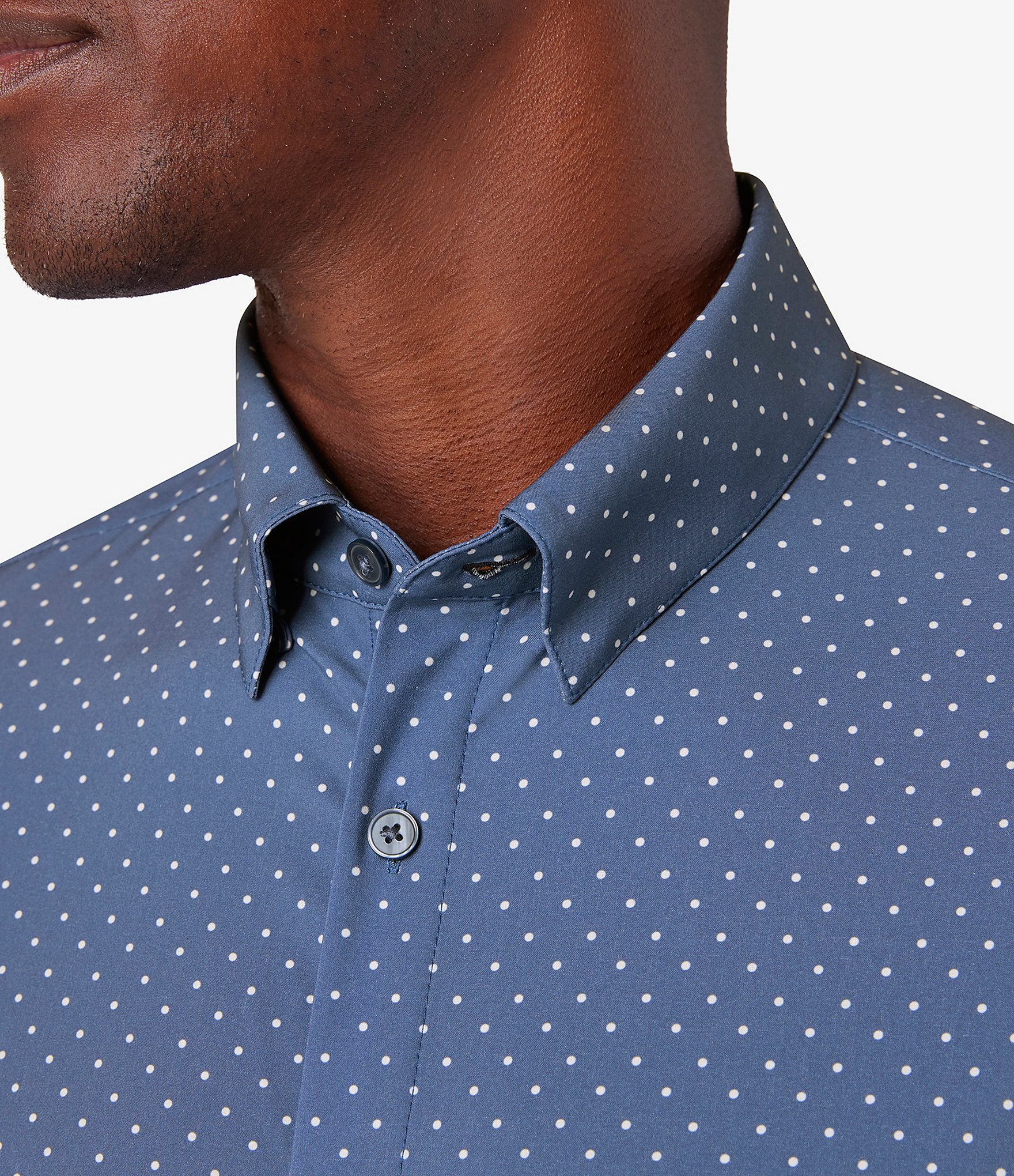 Mizzen+Main Performance Stretch Leeward Dotted Print Long Sleeve Woven Shirt