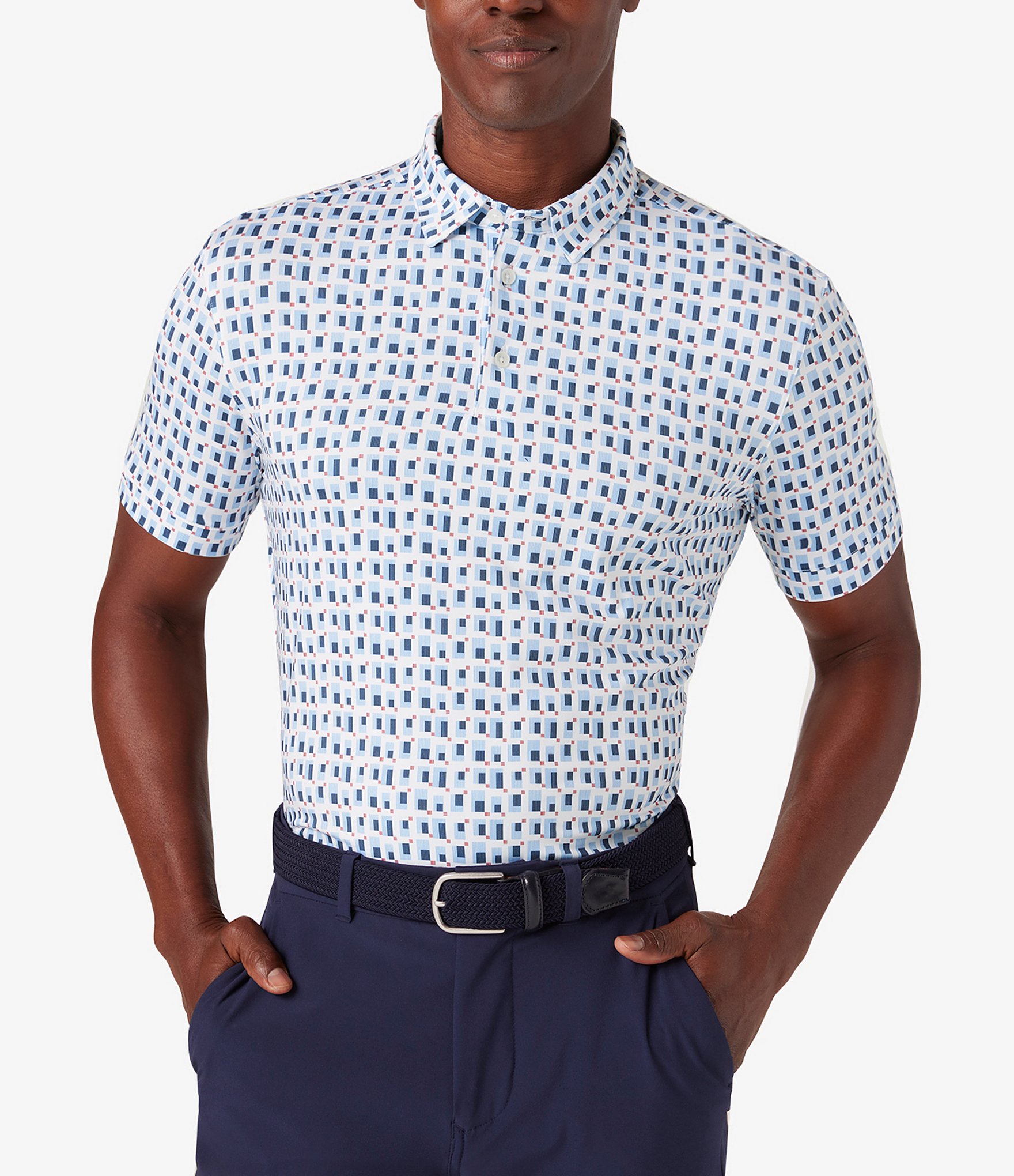 Mizzen+Main Performance Stretch Versa Printed Short Sleeve Polo Shirt