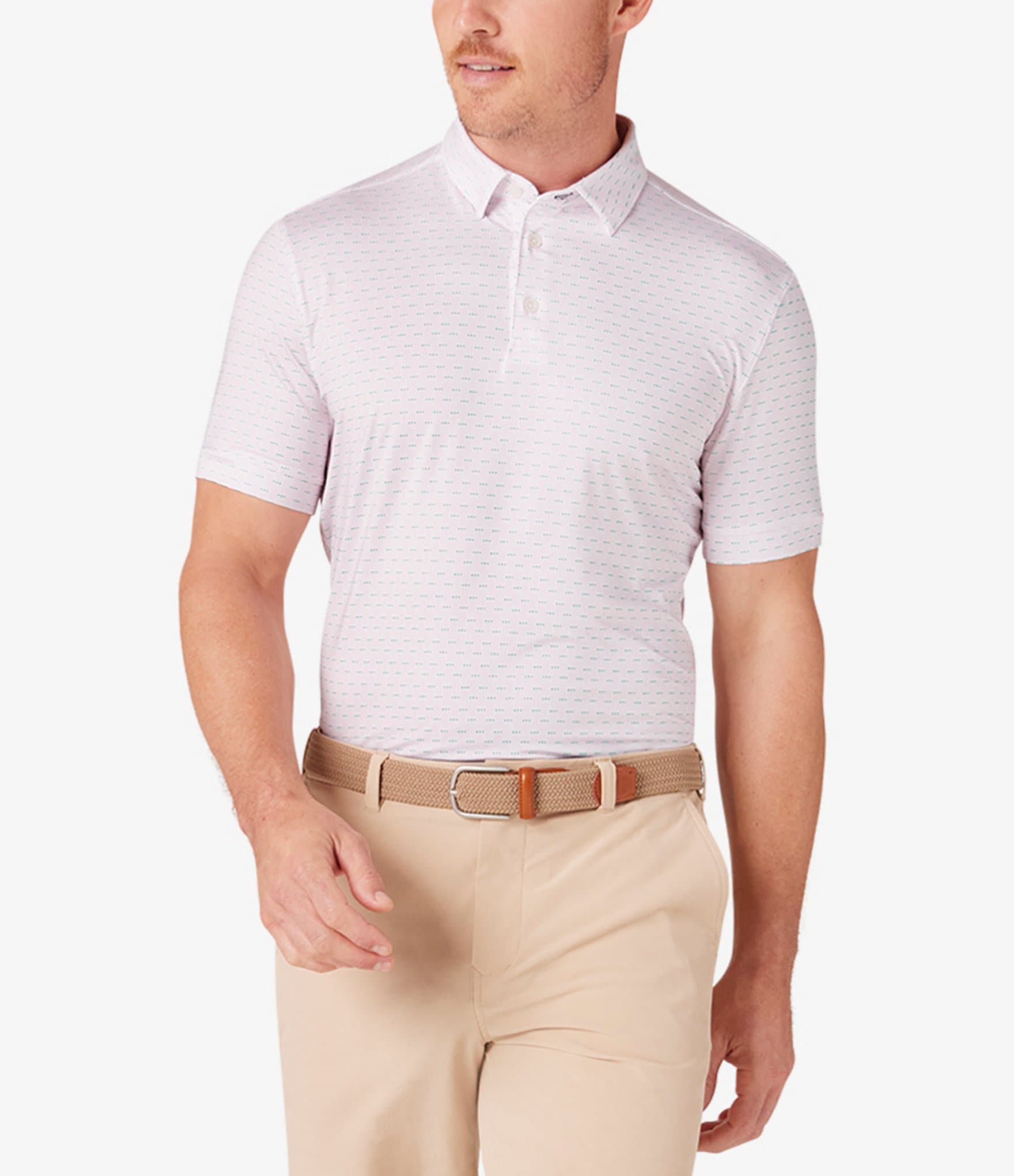 Mizzen+Main Performance Stretch Versa Triple Dot Print Short Sleeve Polo Shirt