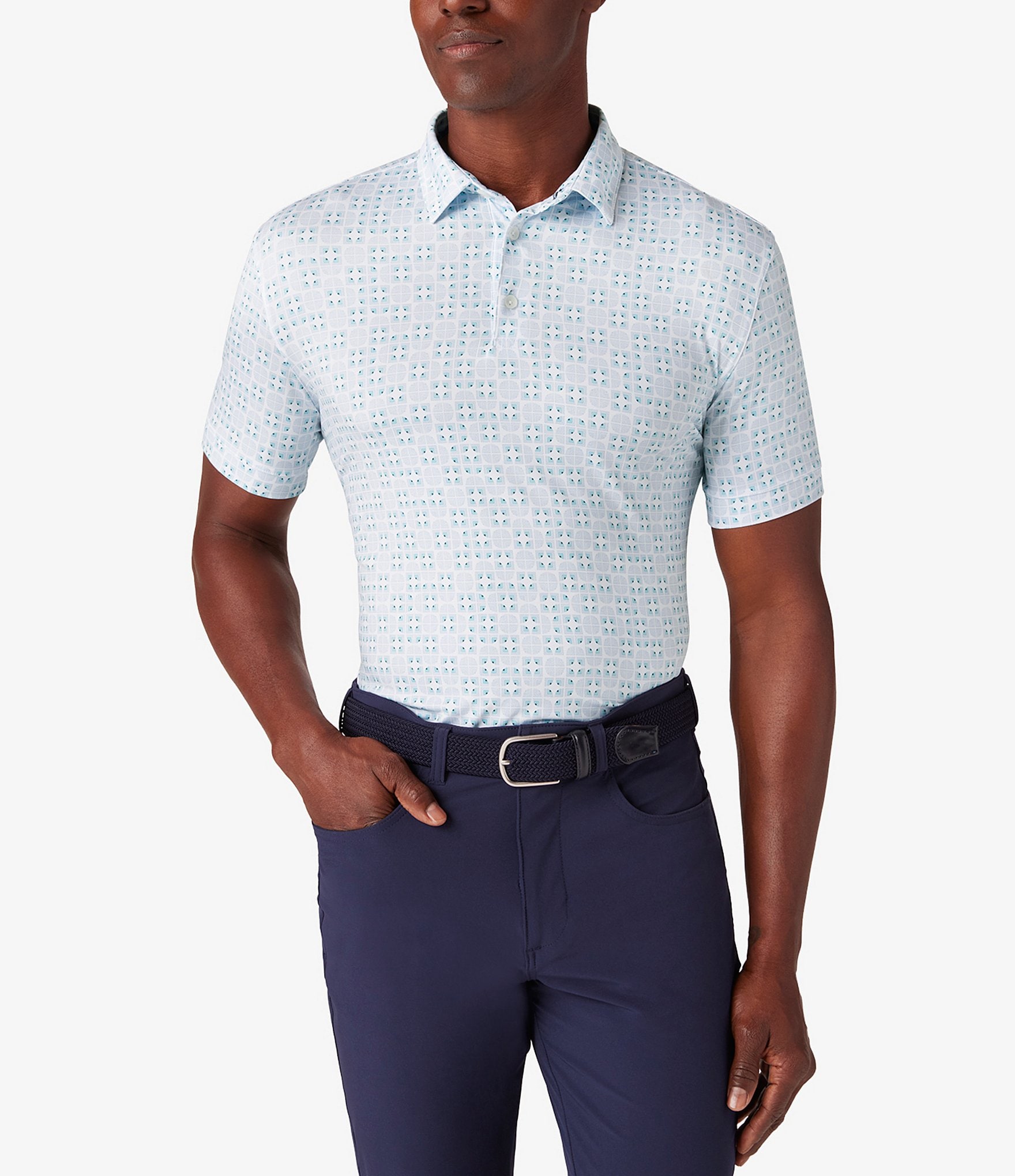 Mizzen+Main Printed Performance Stretch Short Sleeve Polo Shirt