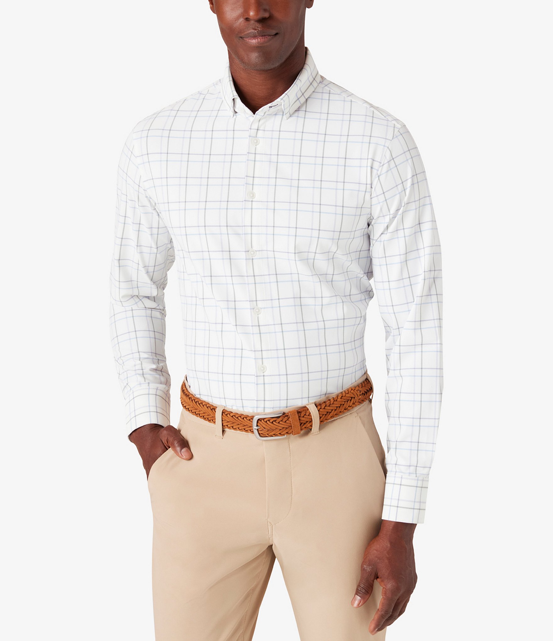 Mizzen+Main Trim Fit Leeward Performance Stretch Plaid LongSleeve