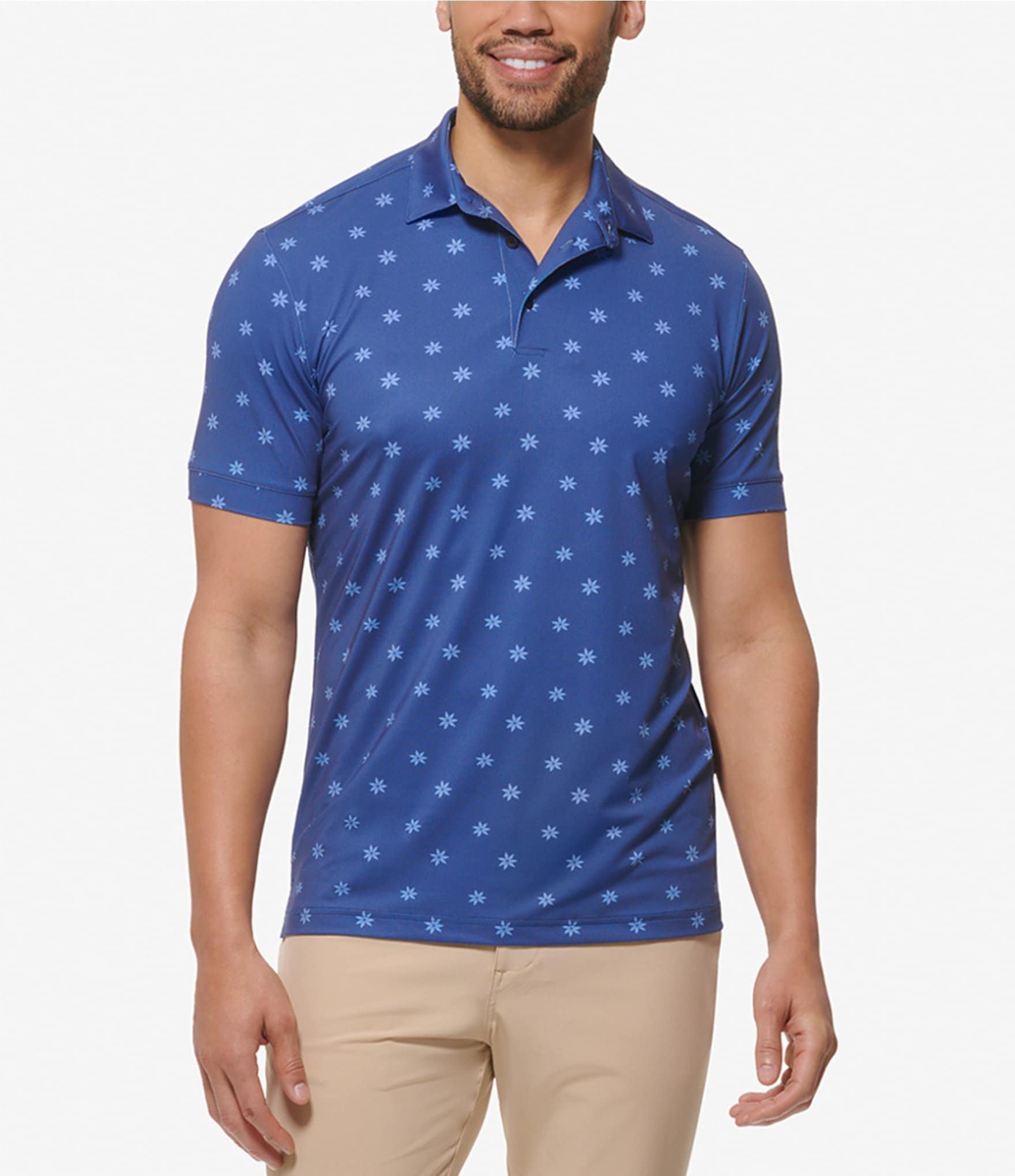 Mizzen+Main Versa Floral Dot Print Performance Stretch Short Sleeve