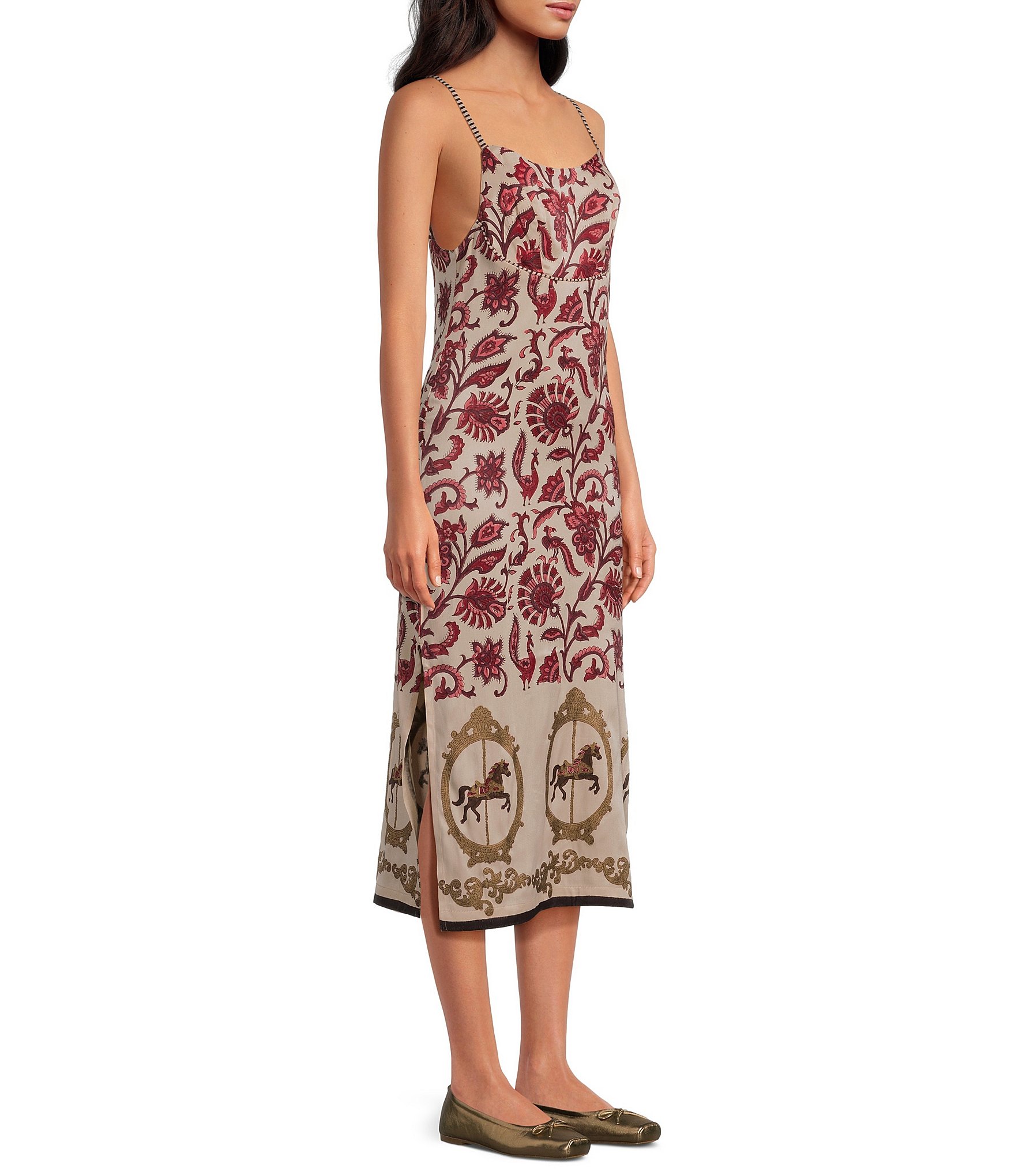 Mo Maya Ruby Floral Print Slip Dress