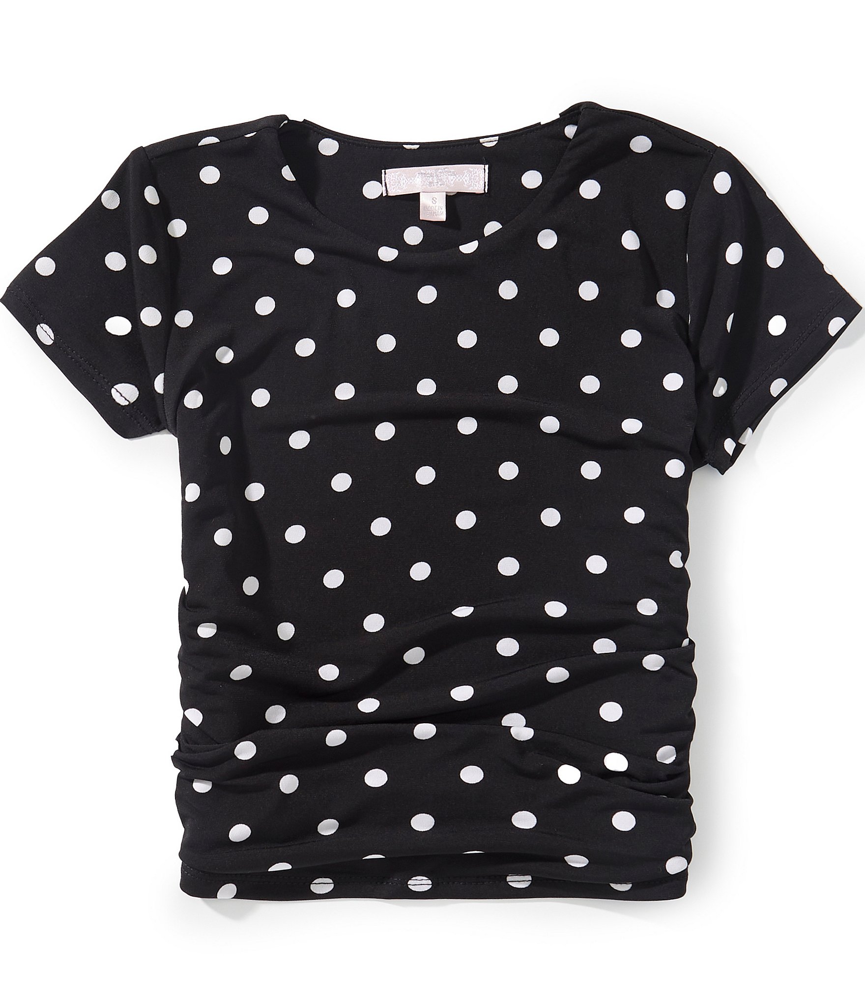 Moa Moa Big Girls Short Sleeve Crew Neck Dot Print Top