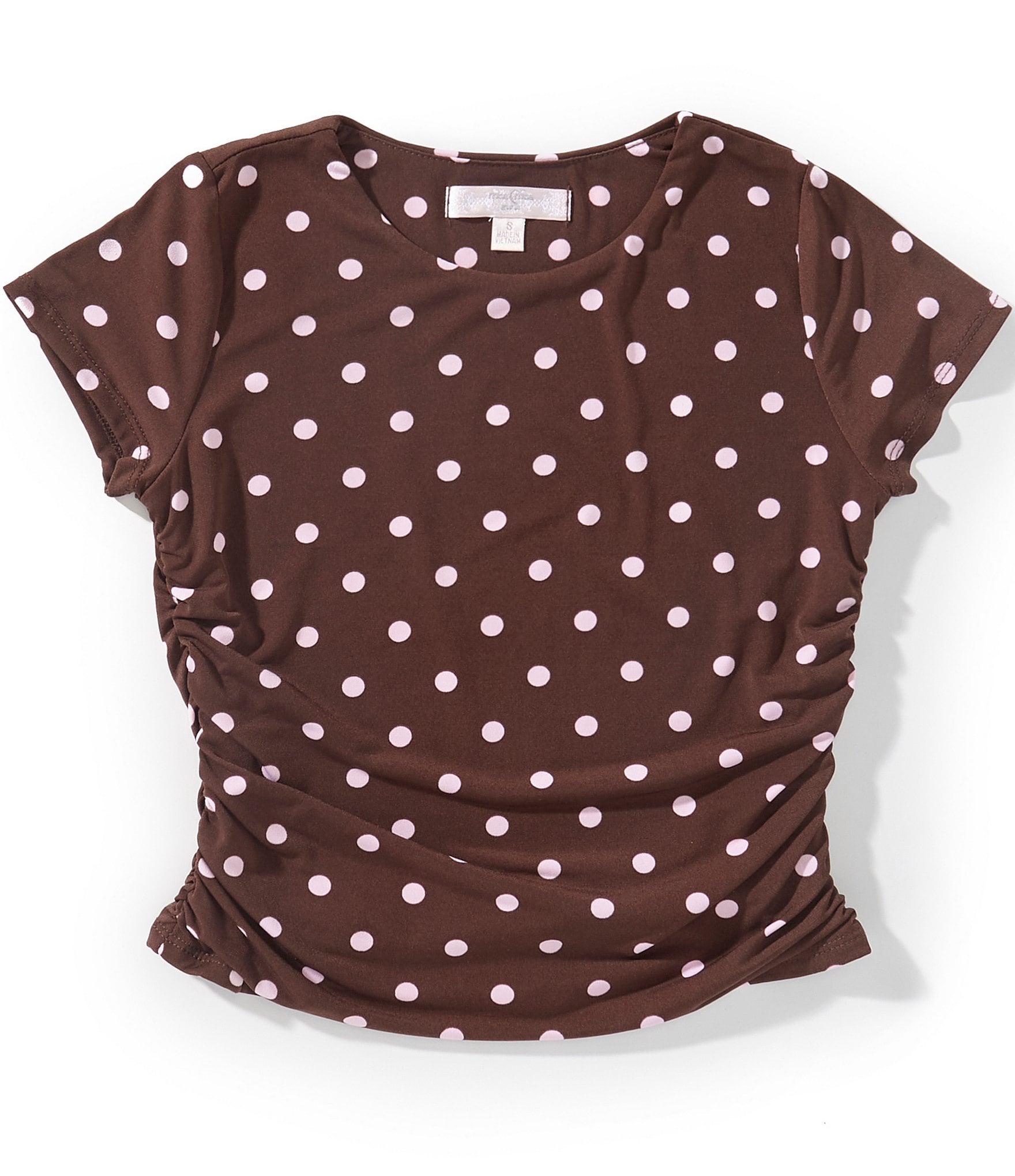 Moa Moa Big Girls Short Sleeve Crew Neck Dot Print Top