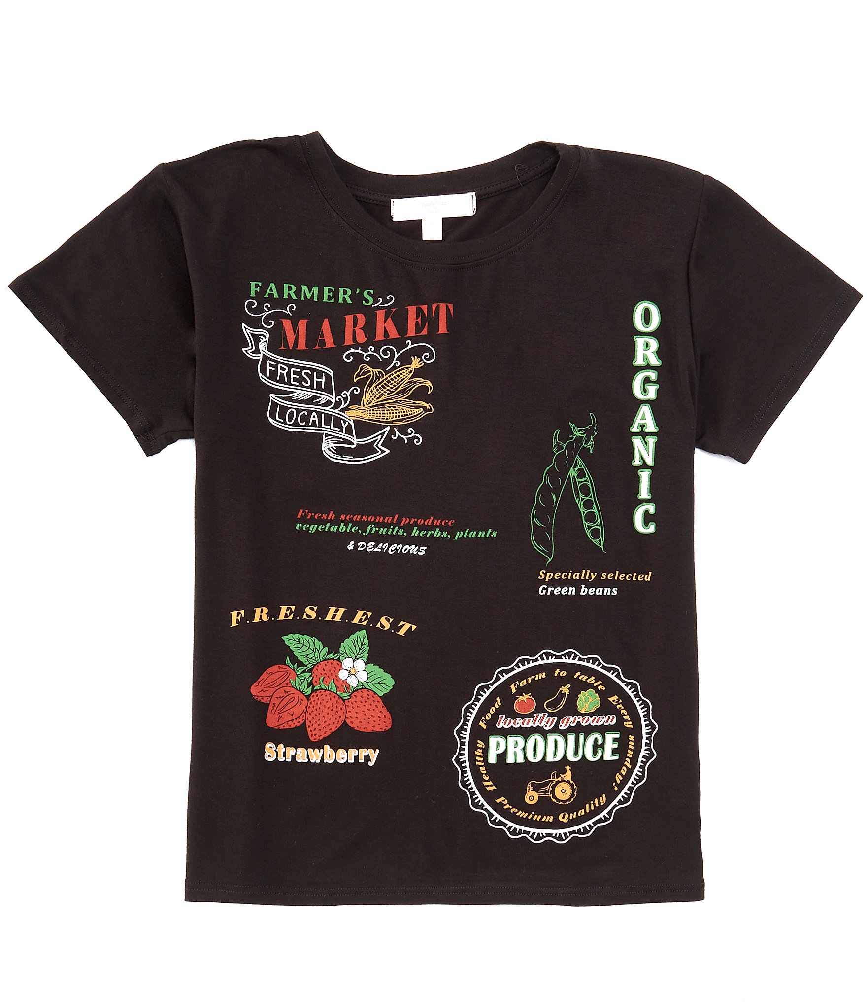 Moa Moa Big Girls 7-16 Short Sleeve Farmer's Market Oversized Grpahic T ...