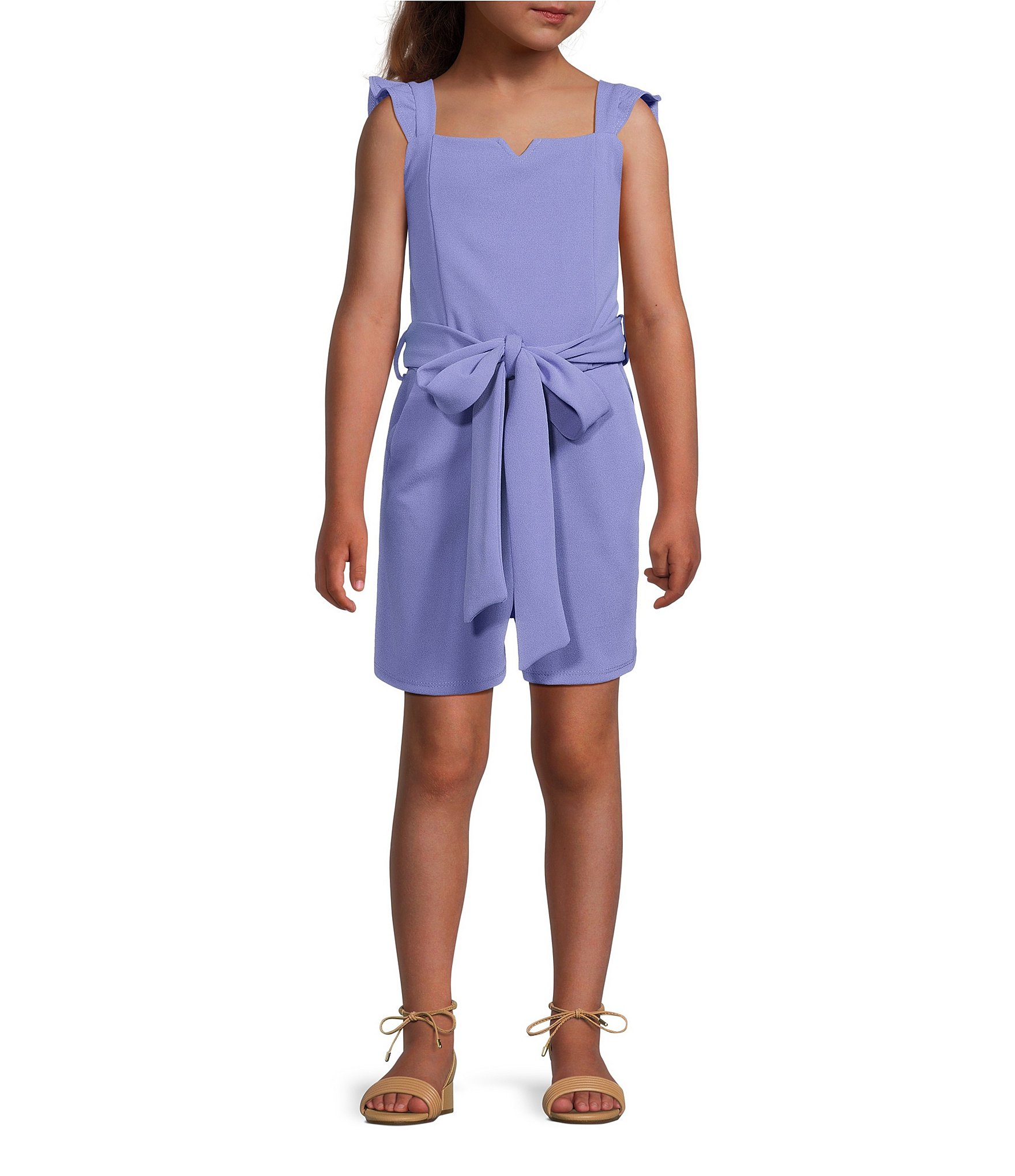 Moa Moa Big Girls 716 Square Neck Front Tie Romper Dillard's