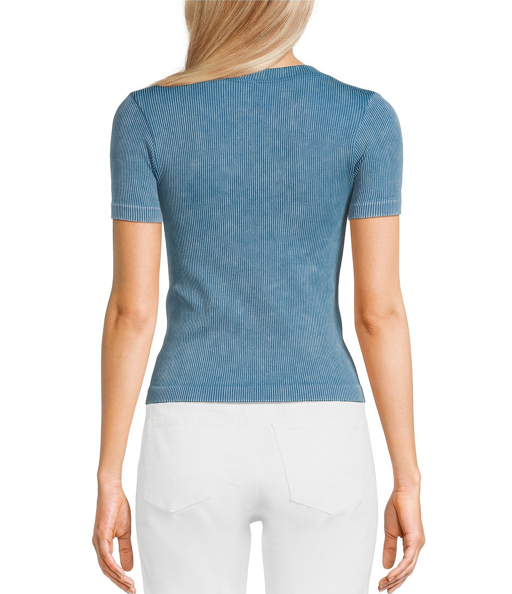 Moa Moa Cap Short Sleeve Crew Neck Solid T-Shirt