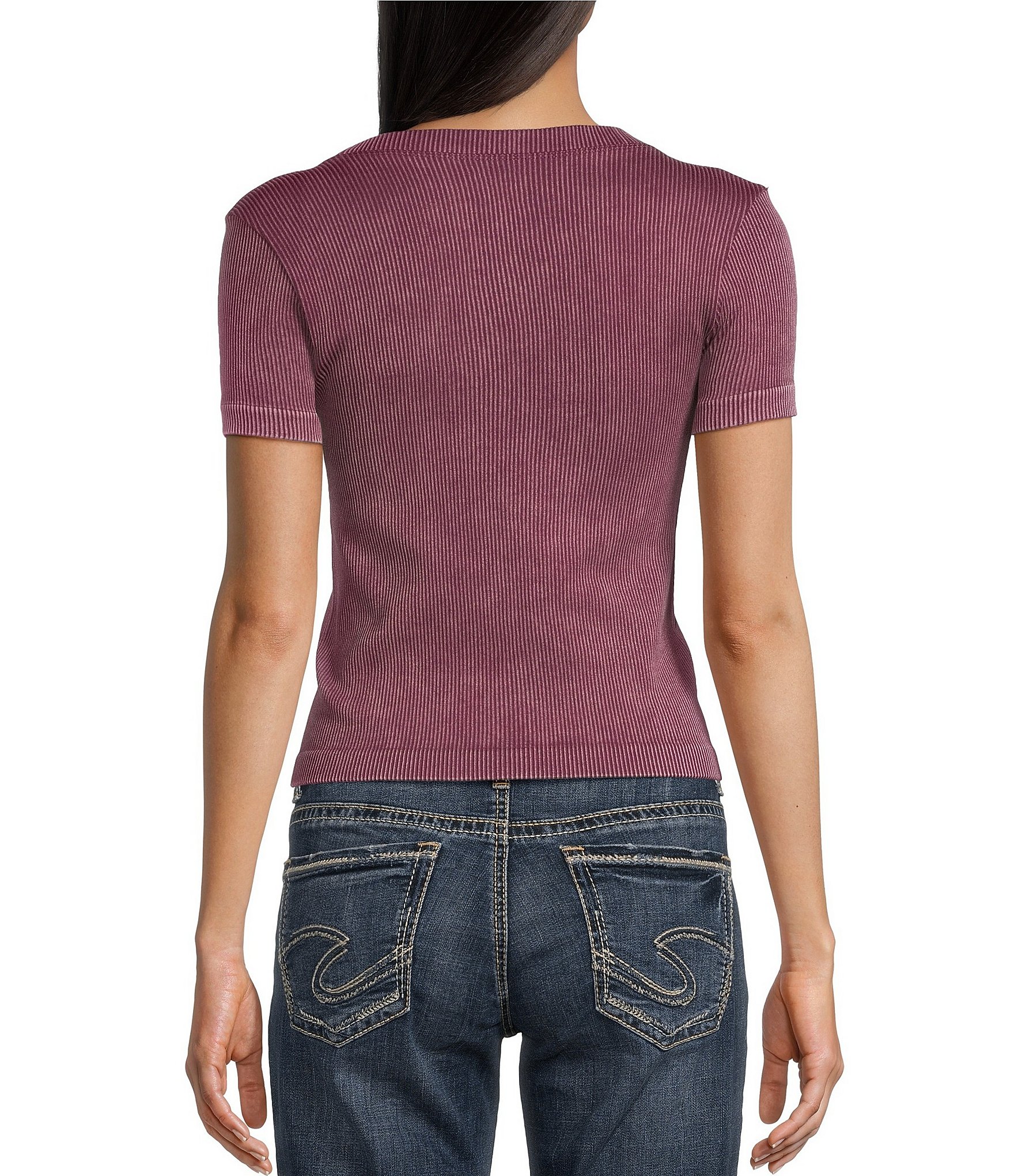 Moa Moa Cap Short Sleeve Crew Neck Solid T-Shirt