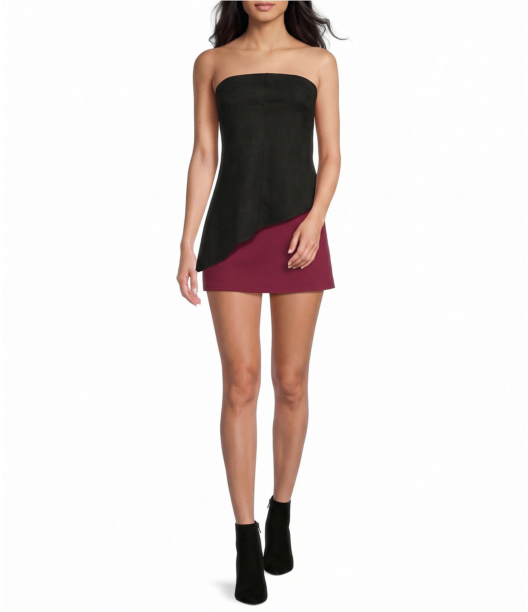 Moa Moa Faux Suede Asymmetric Tube Top
