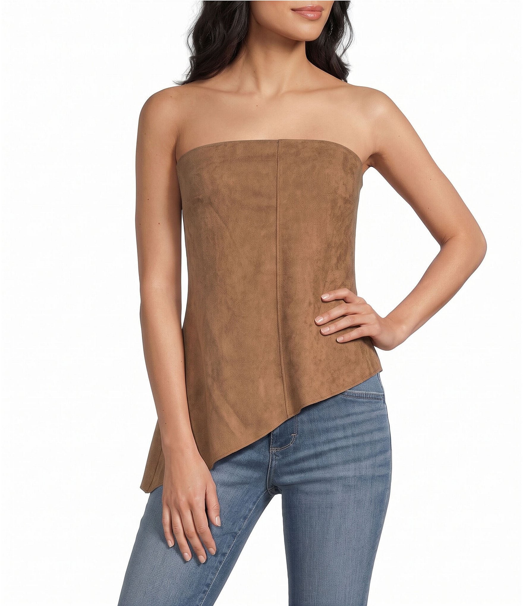 Moa Moa Faux Suede Asymmetric Tube Top