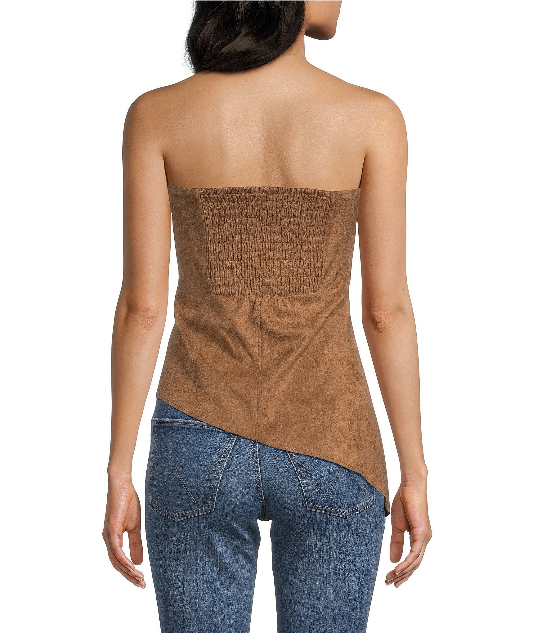 Moa Moa Faux Suede Asymmetric Tube Top