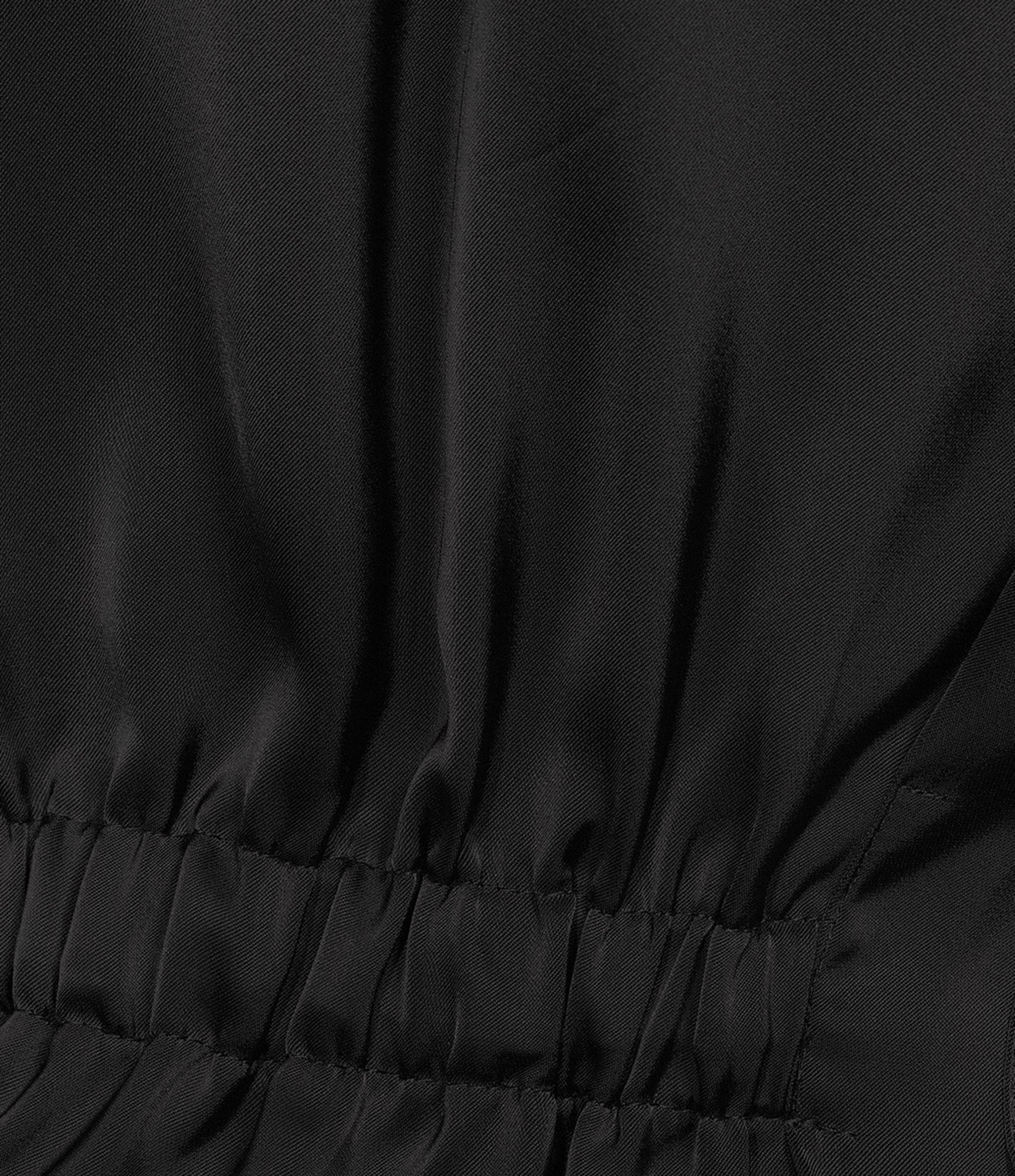Moa Moa Satin Collared Short Sleeve Cinch Waist Button Front Top
