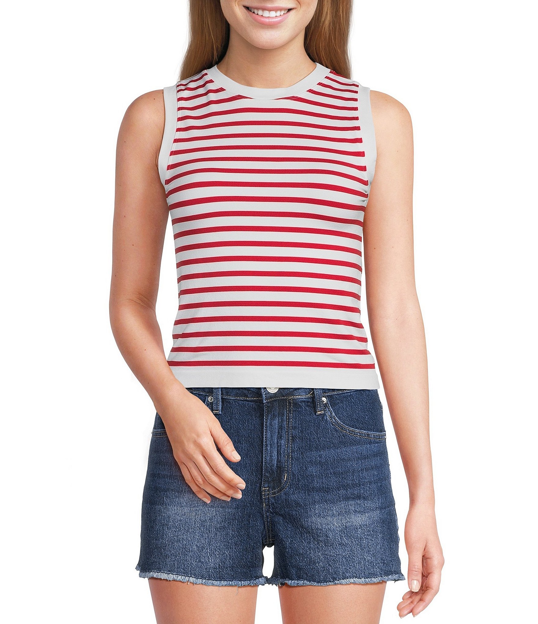 Moa Moa Seamless Striped Cropped Tank Top