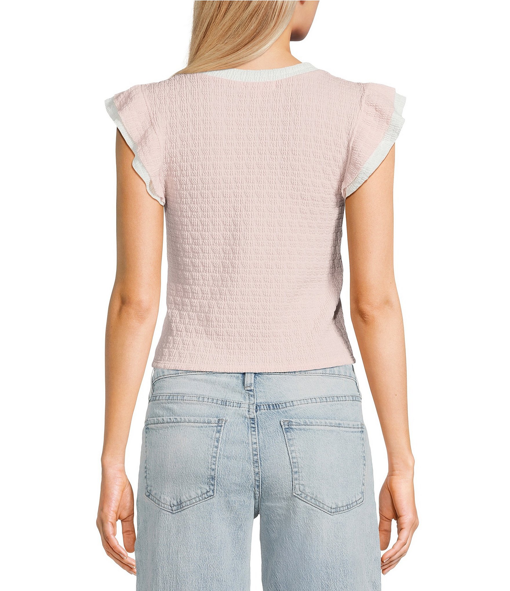 Moa Moa Short Flutter Sleeve Top