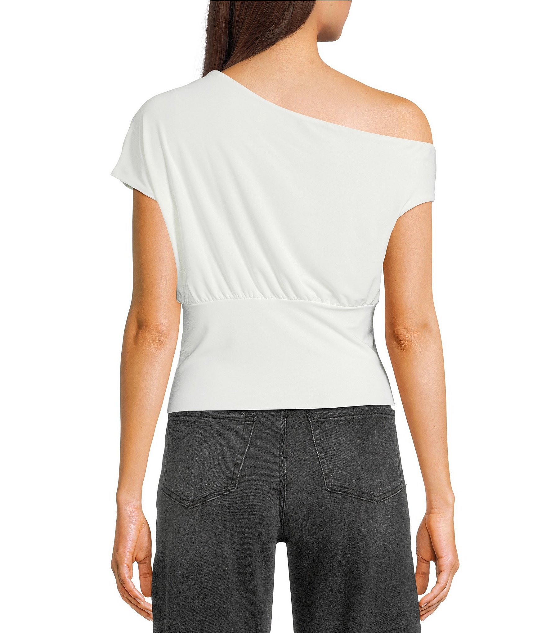 Moa Moa Short Sleeve Asymmetrical Neck Top