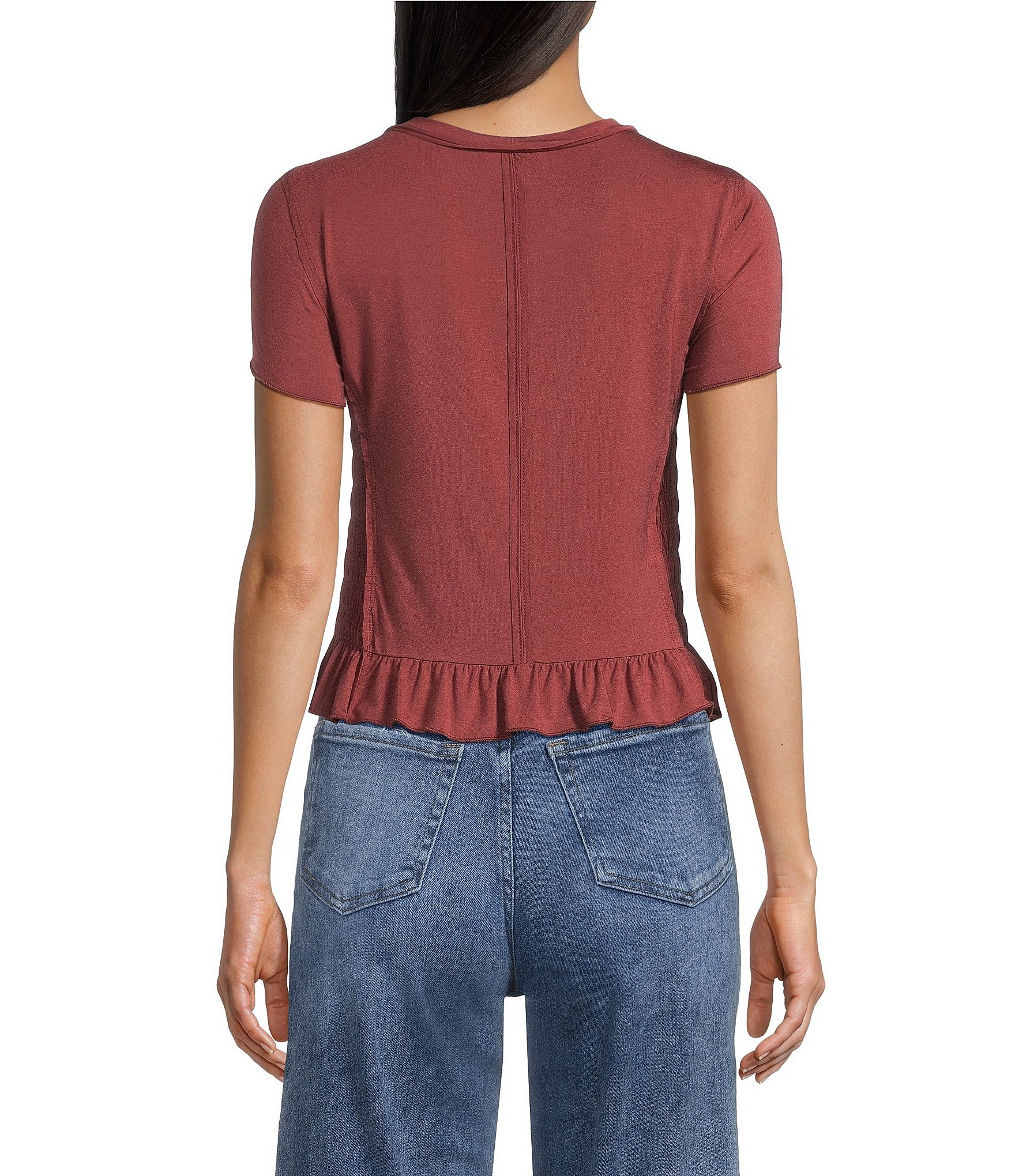 Moa Moa Smocked Bodice Short Sleeve Top