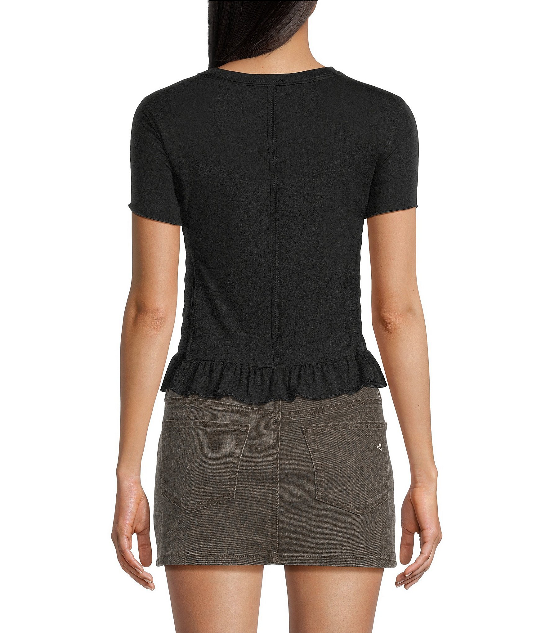 Moa Moa Smocked Bodice Short Sleeve Top