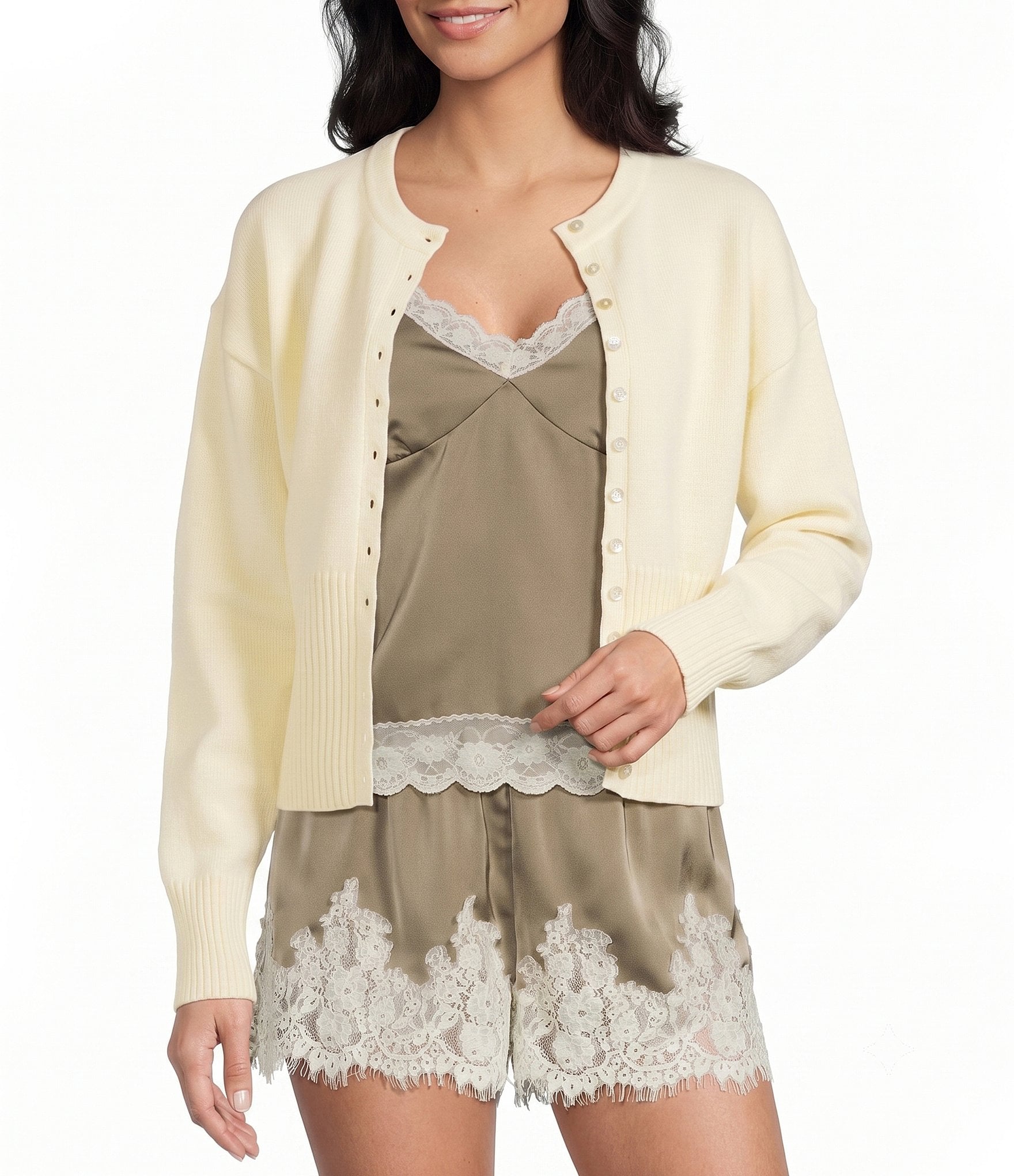 Mod Ref Button Front Fitted Cardigan