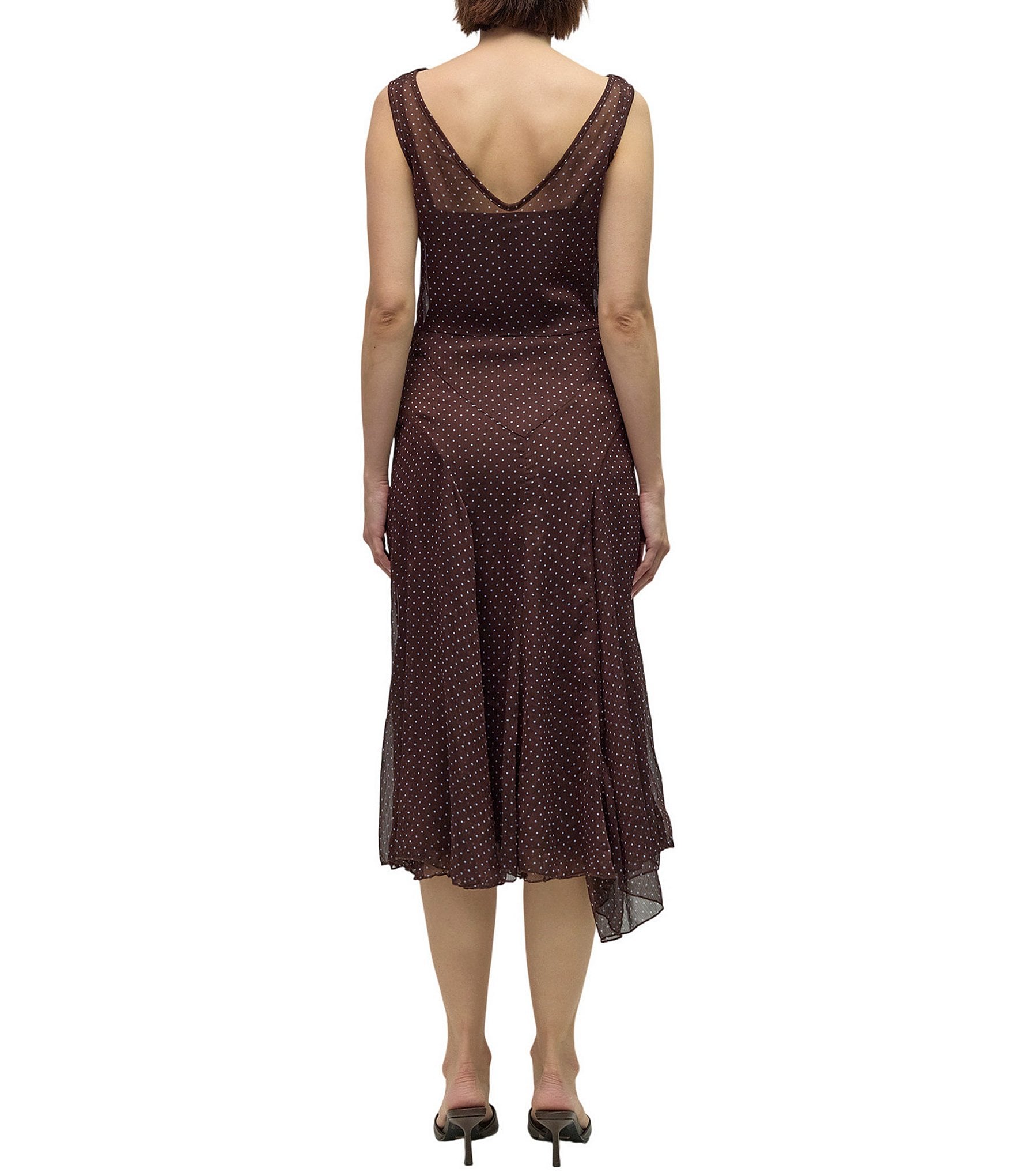 Mod Ref Chiffon Polka Dot Midi Dress