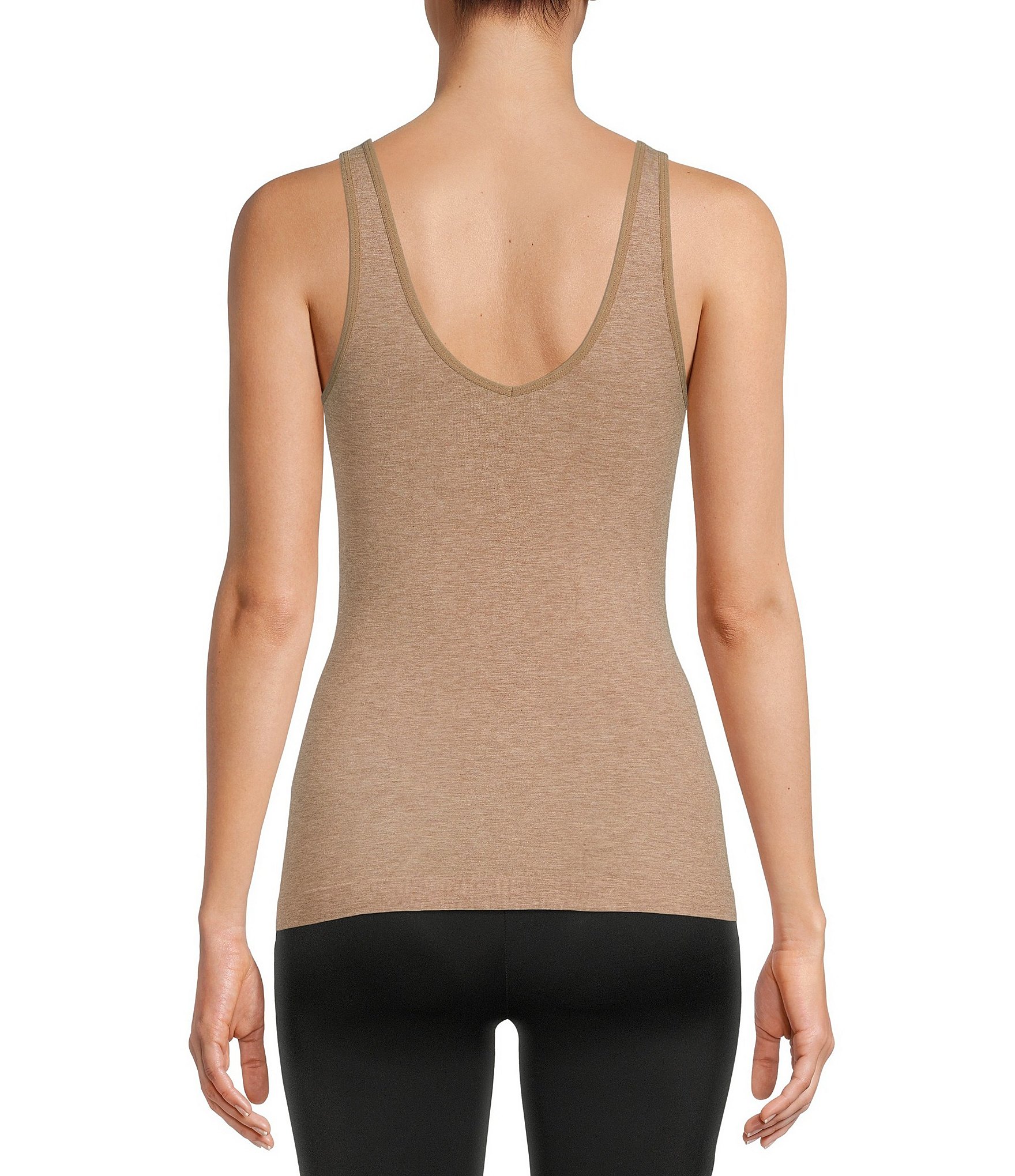 Modern Movement Seamless Scoop Neck Sleeveless Cotton Blend Tank