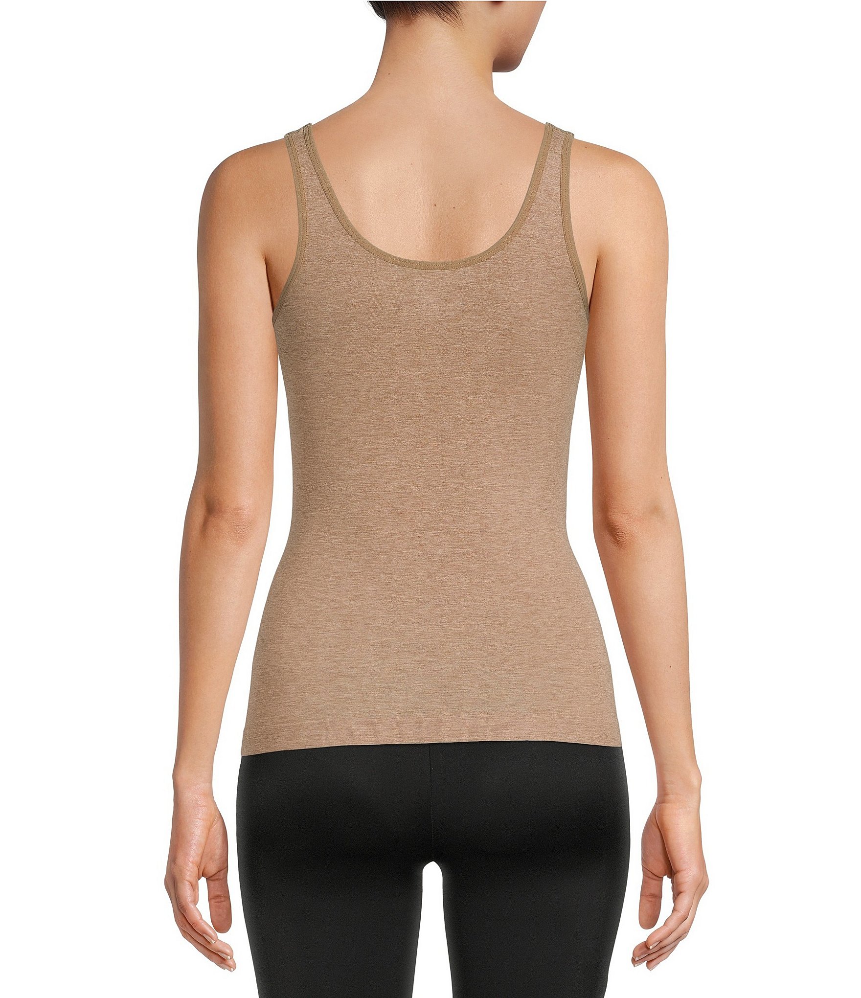 Modern Movement Seamless Scoop Neck Sleeveless Cotton Blend Tank