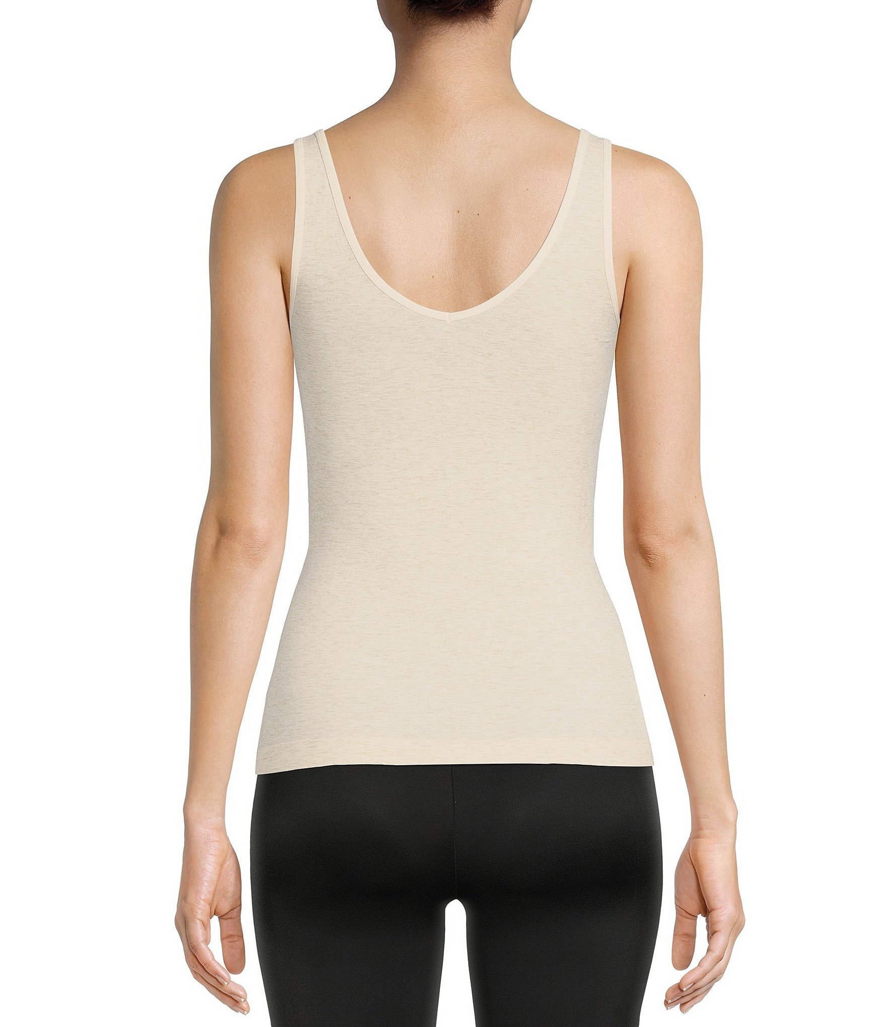 Modern Movement Seamless Scoop Neck Sleeveless Cotton Blend Tank