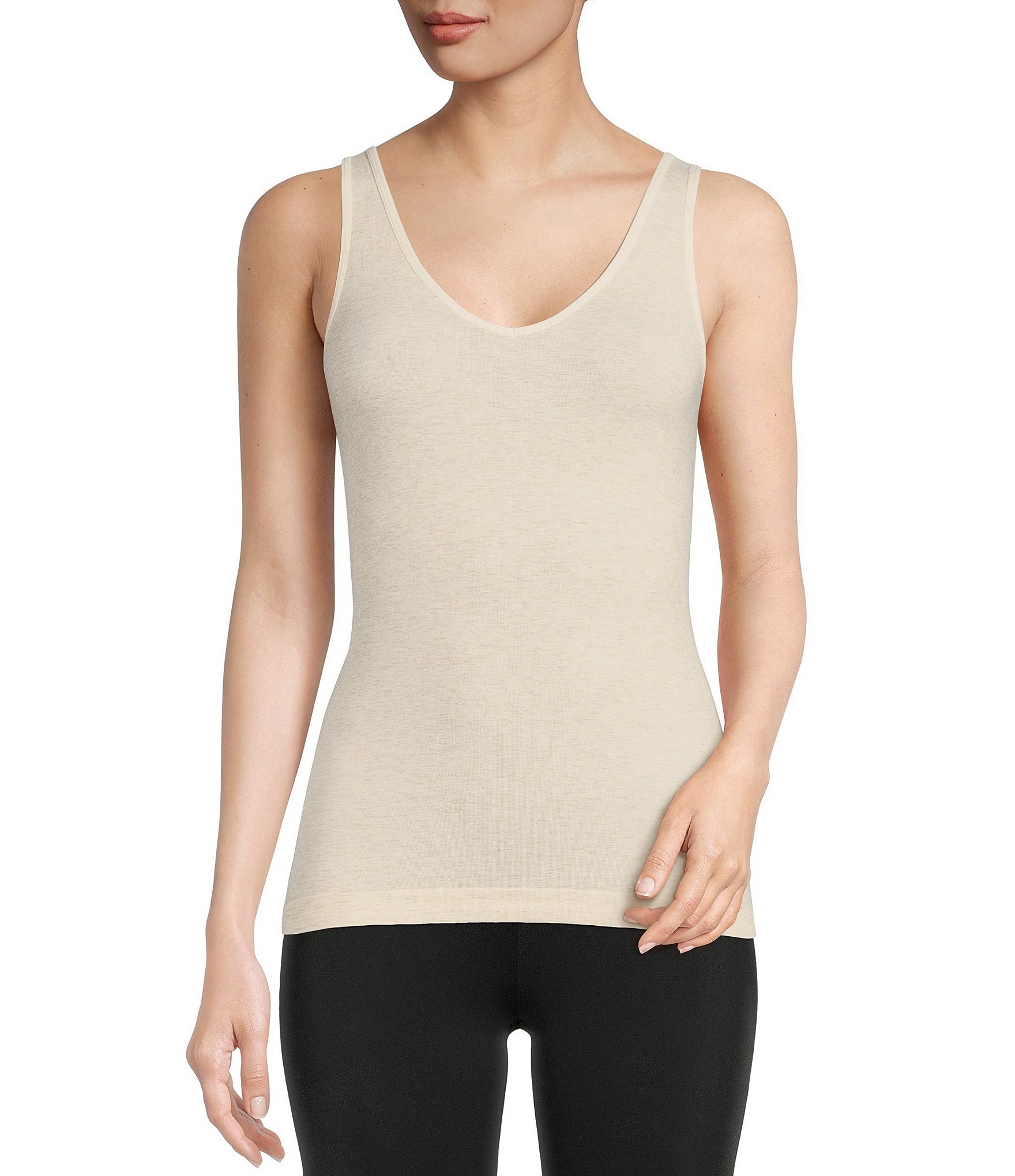 Modern Movement Seamless Scoop Neck Sleeveless Cotton Blend Tank