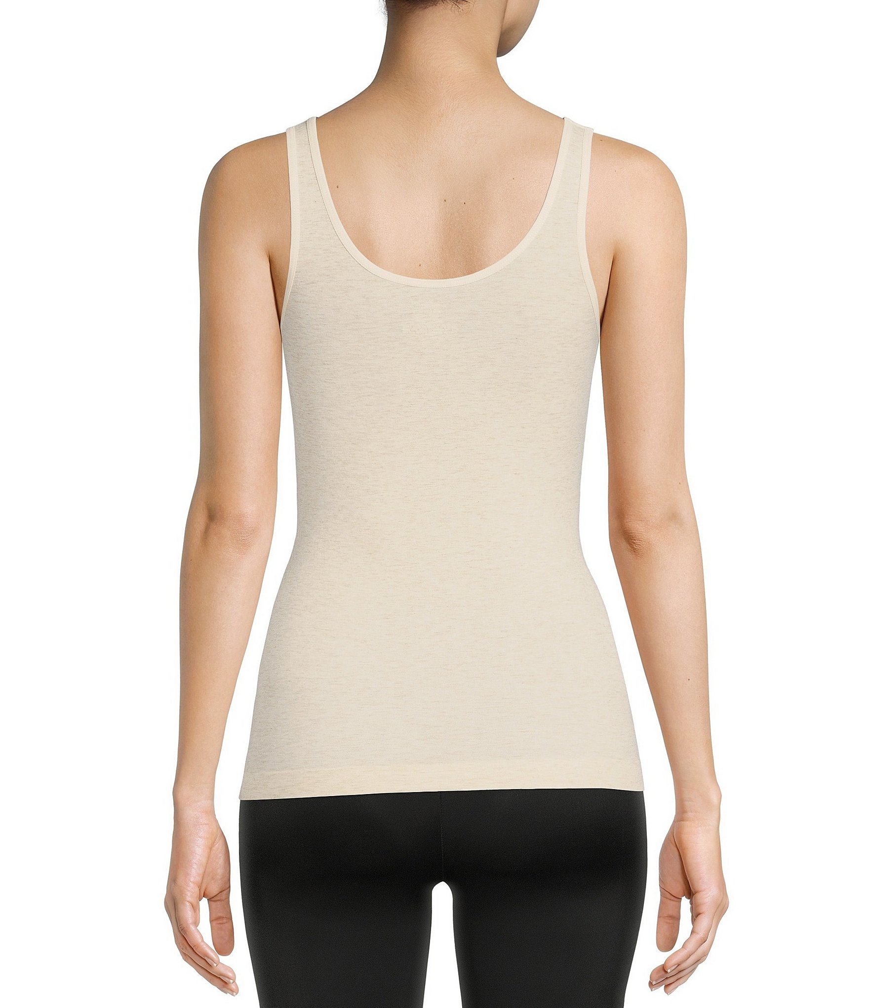 Modern Movement Seamless Scoop Neck Sleeveless Cotton Blend Tank