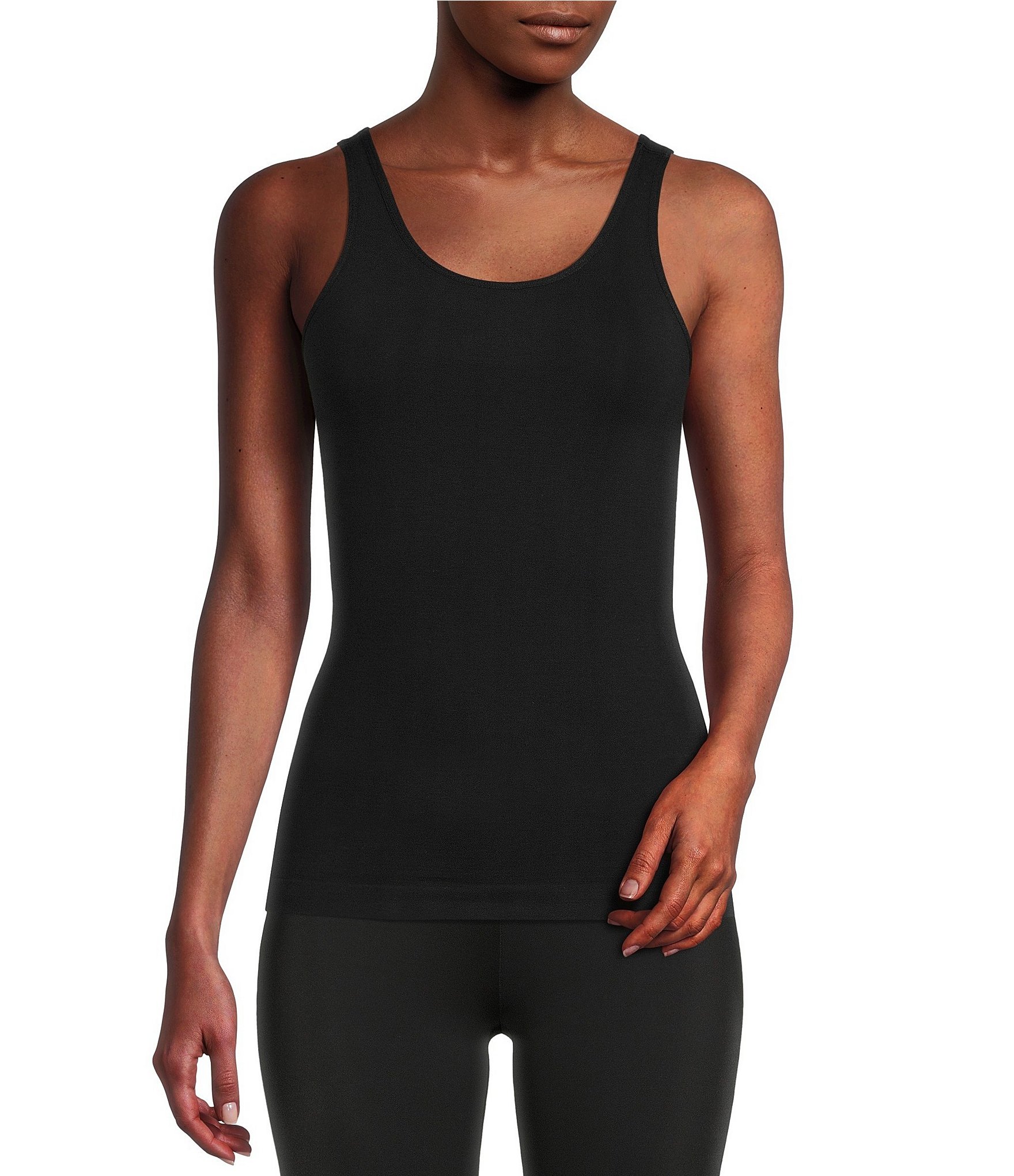 Modern Movement Seamless Scoop Neck Sleeveless Cotton Blend Tank